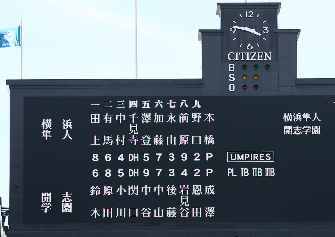 横浜隼人対開志学園　両チームのスタメン（撮影・上山淳一）