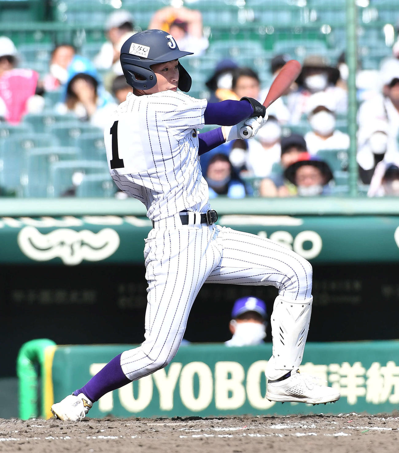 明豊対樹徳　5回裏樹徳1死三塁、亀井は中適時三塁打を放つ（撮影・岩下翔太）