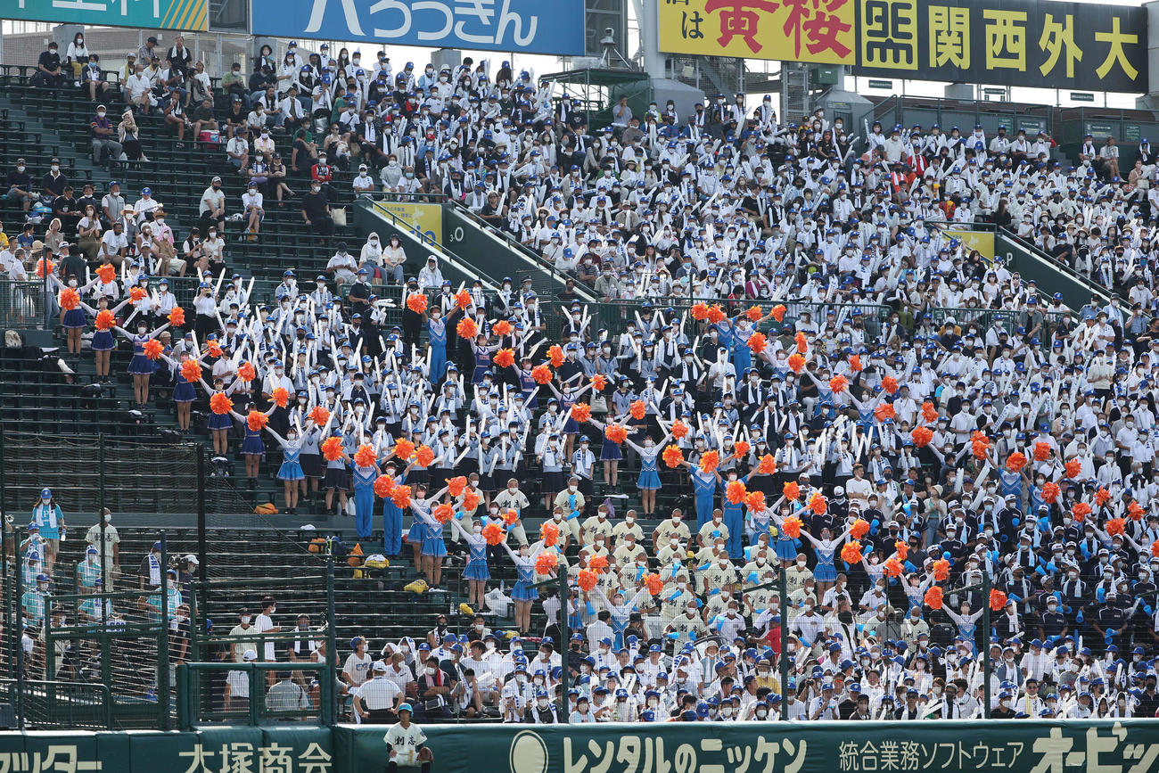 創志学園対八戸学院光星　アルプス席で応援する創志学園応援団（撮影・上田博志）