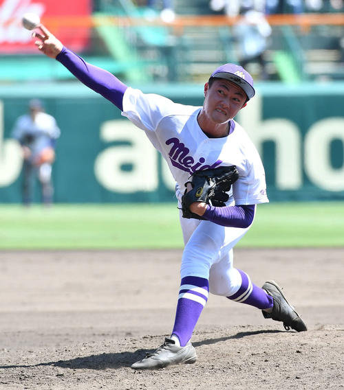 愛工大名電対星稜　9回表から登板した、愛工大名電2番手の岩瀬（撮影・岩下翔太）