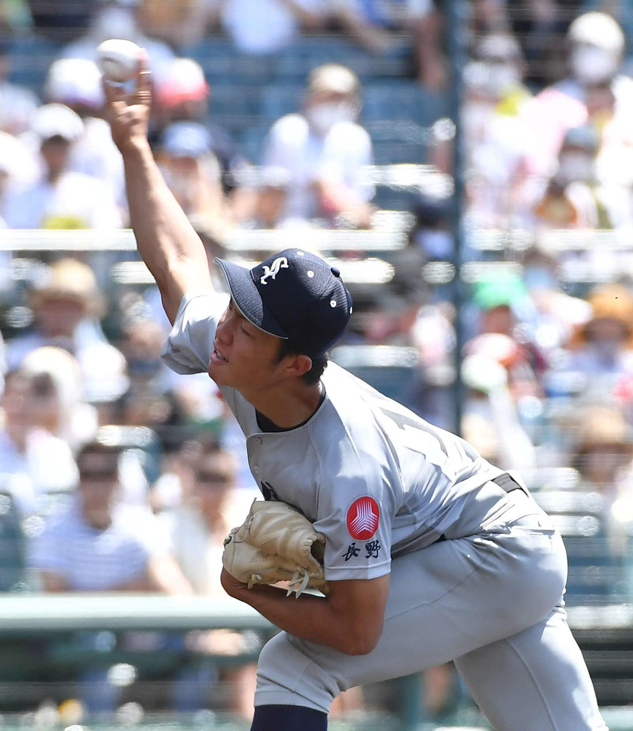 高松商対佐久長聖　佐久長聖先発の広田（撮影・岩下翔太）