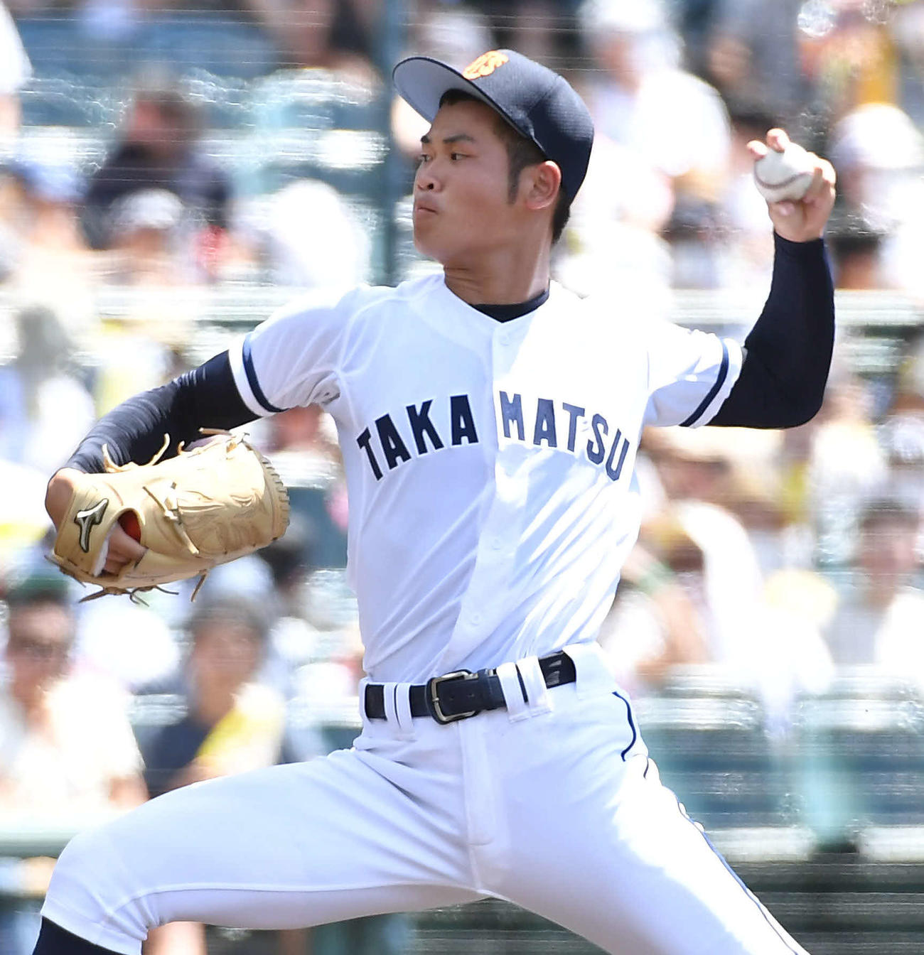 高松商対佐久長聖　高松商先発の渡辺和（撮影・岩下翔太）