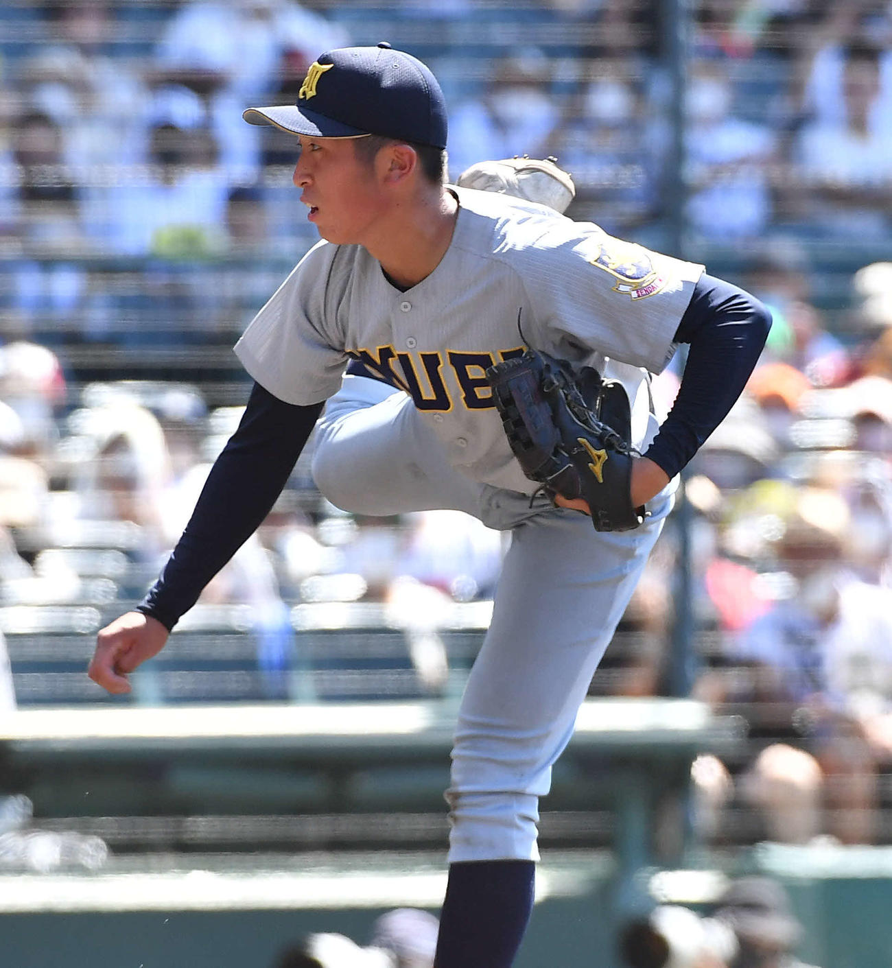鳥取商対仙台育英　仙台育英5番手の湯田（撮影・岩下翔太）