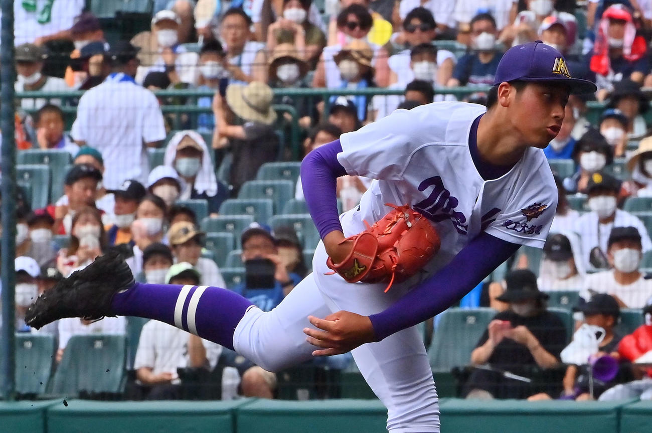 八戸学院光星対愛工大名電　愛工大名電の先発・有馬（撮影・和賀正仁）