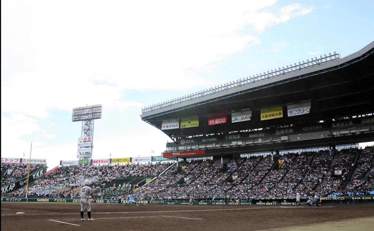 鶴岡東対近江　満員の甲子園球場（撮影・上山淳一）