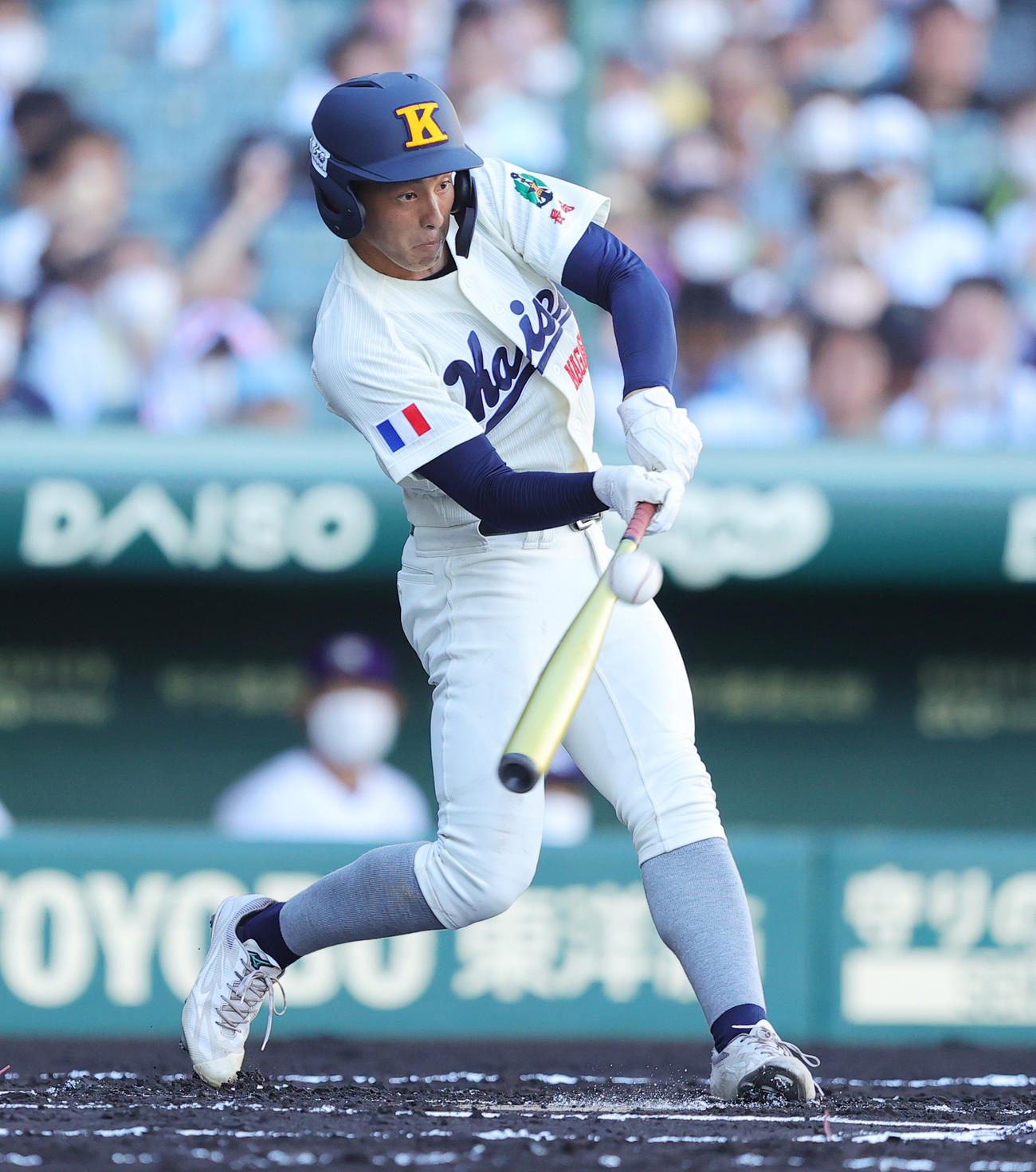 海星対天理　1回表海星1死三塁、右前先制適時打を放つ丸本（撮影・野上伸悟）