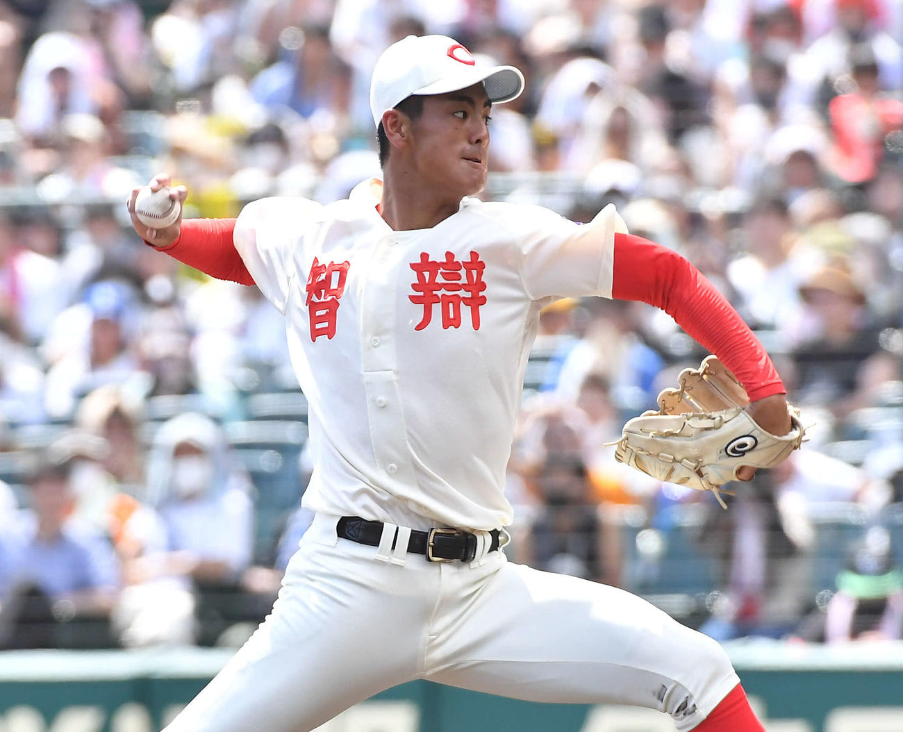 智弁和歌山対国学院栃木　智弁和歌山先発の武元（撮影・岩下翔太）