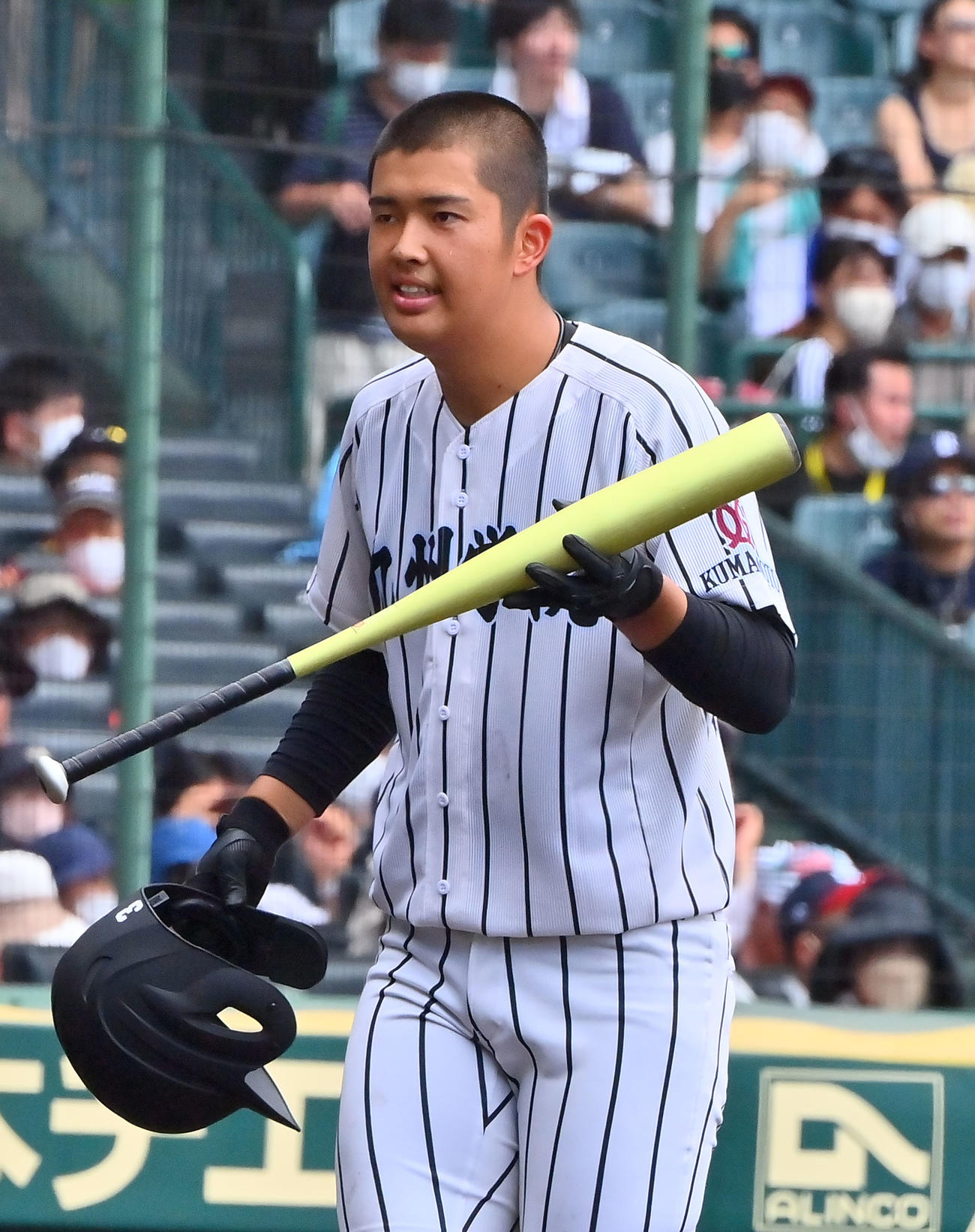 帝京五対九州学院　2回裏九州学院2死一塁、見逃し三振に倒れる村上慶（撮影・和賀正仁）