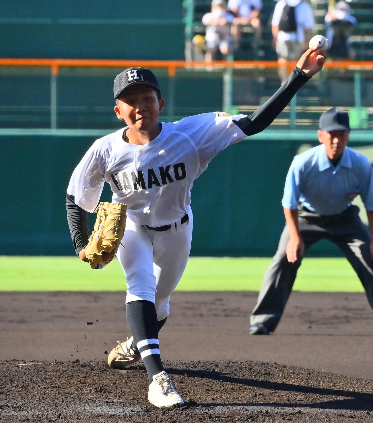 有田工対浜田　浜田の先発・波田（撮影・和賀正仁）