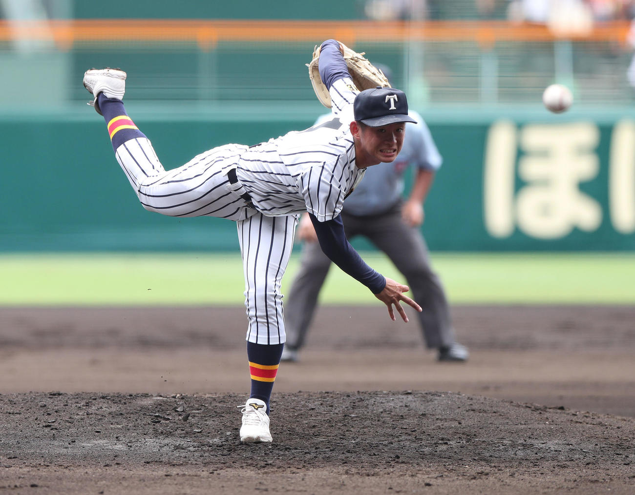 帝京五対九州学院　九州学院戦に先発する積田（撮影・白石智彦）