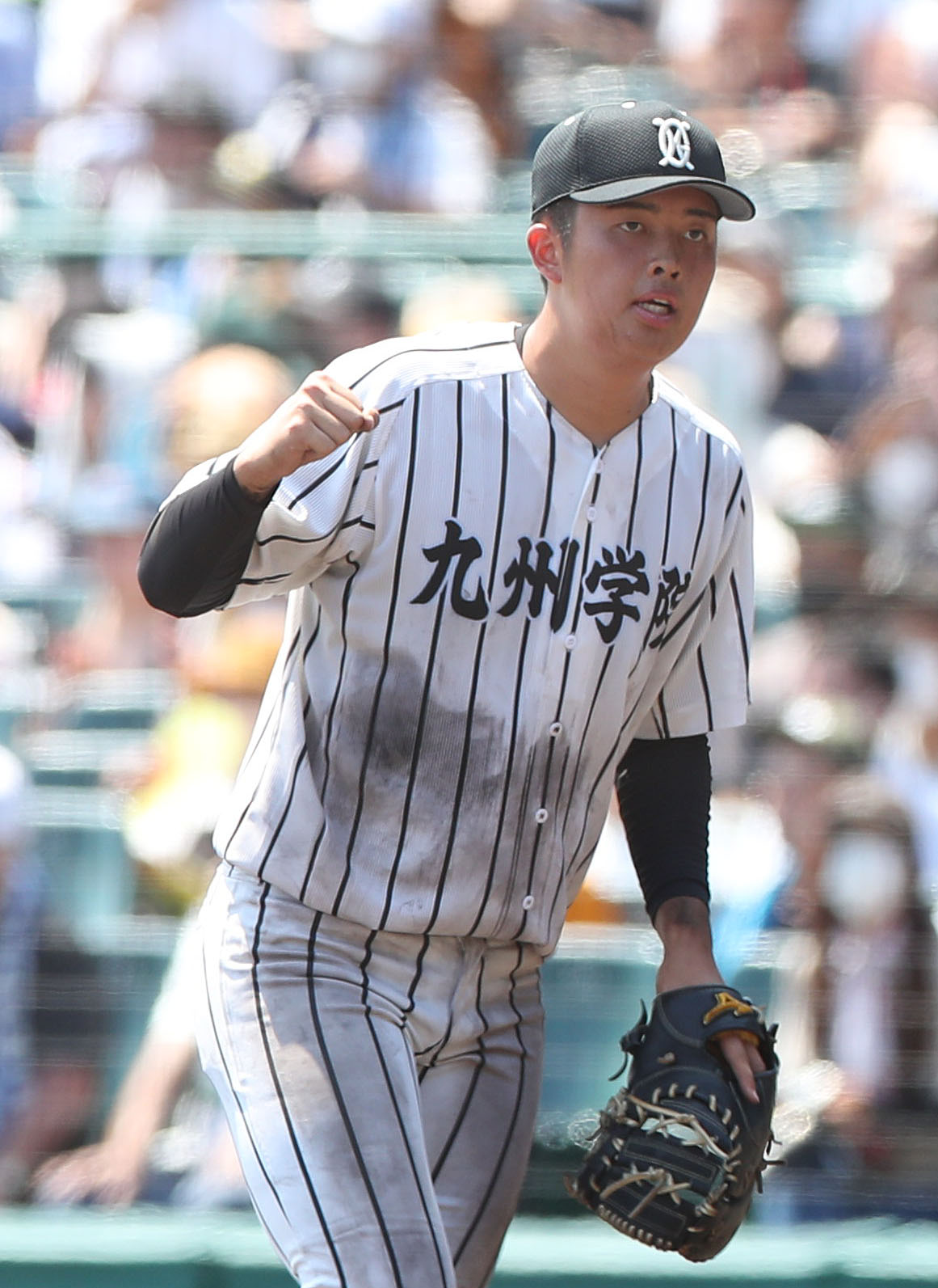 帝京五対九州学院　帝京五に勝利してガッツポーズを見せる村上慶（撮影・白石智彦）