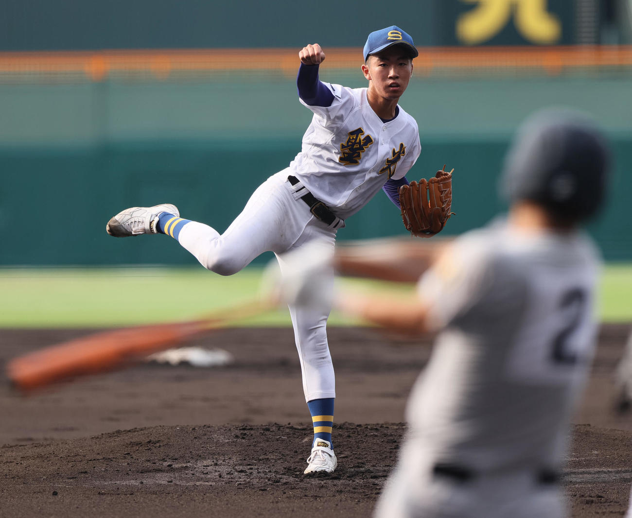 横浜対聖光学院　聖光学院先発の佐山（撮影・上山淳一）