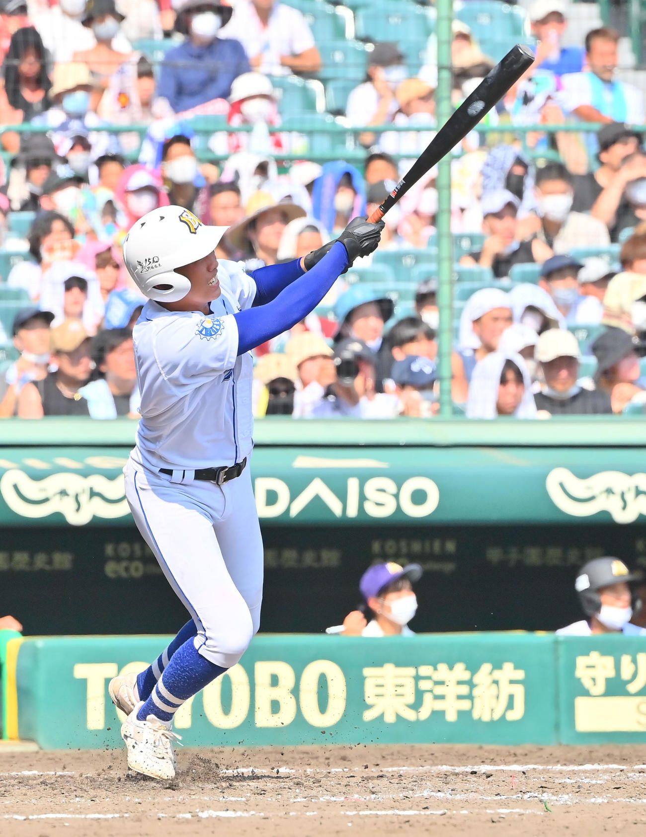 明豊対愛工大名電　4回表愛工大名電1死三塁、中犠飛を放つ西村（撮影・和賀正仁）