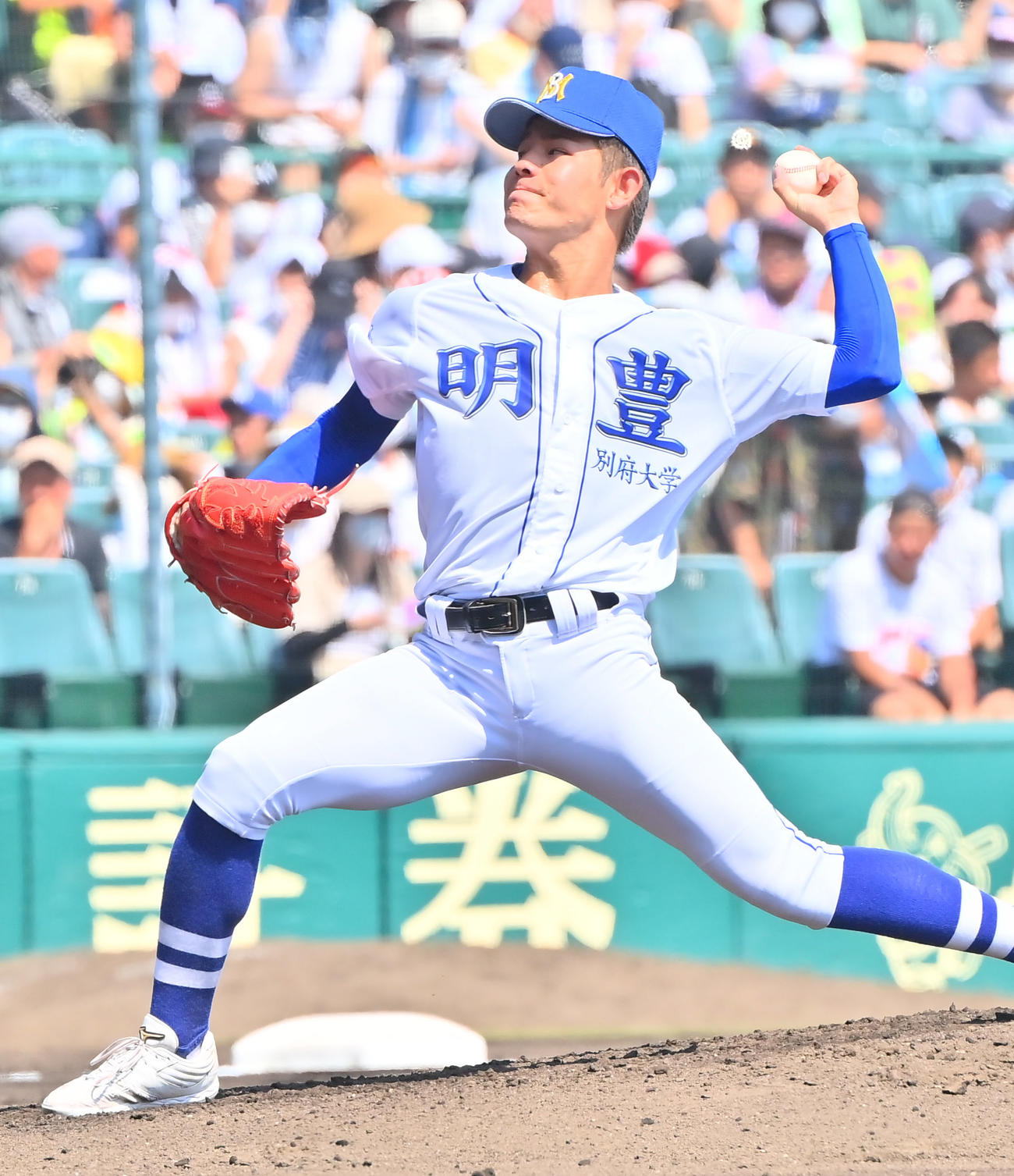 明豊対愛工大名電　明豊の先発・江藤（撮影・和賀正仁）