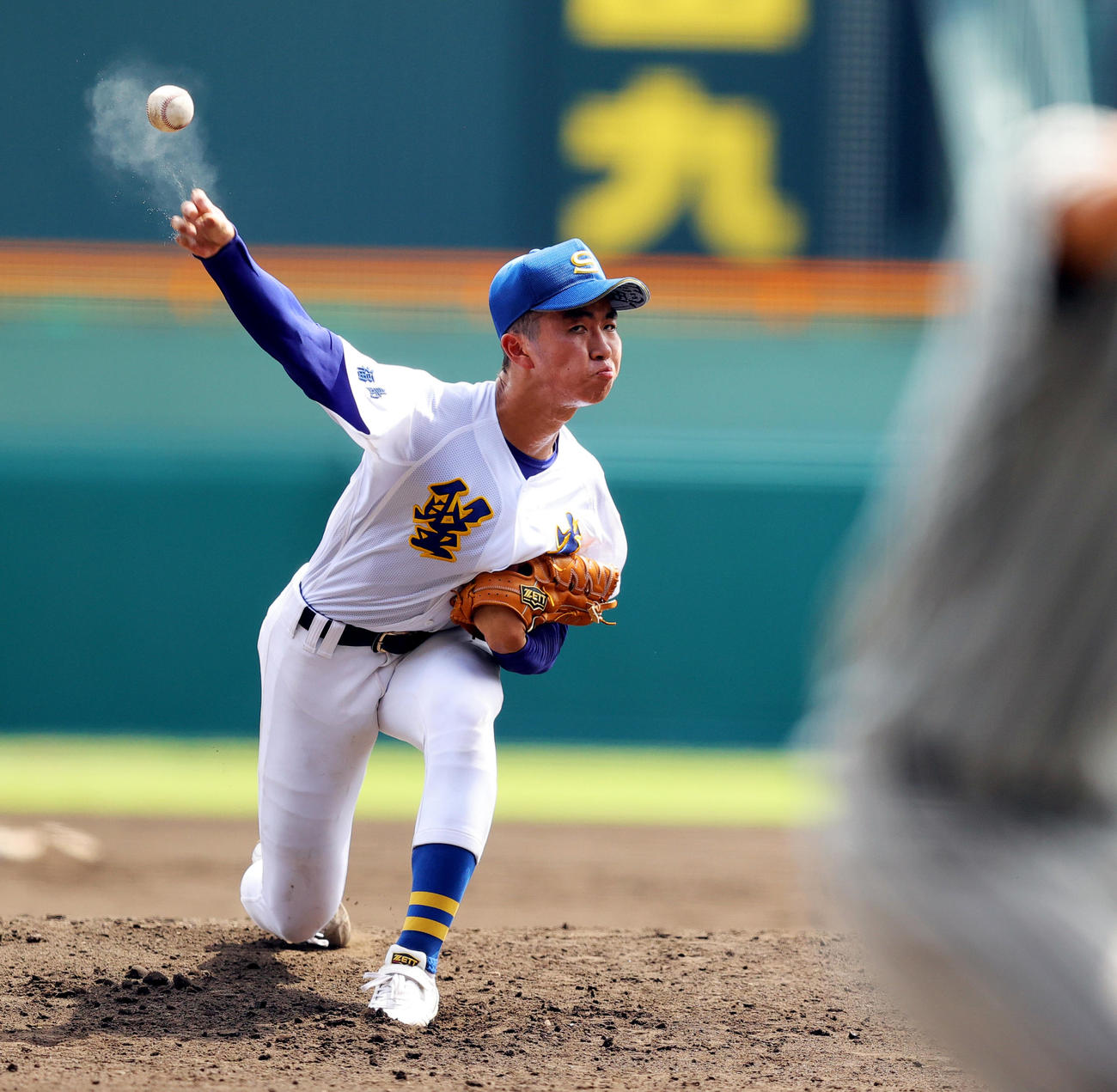 聖光学院対敦賀気比　力投する聖光学院先発の佐山（撮影・野上伸悟）