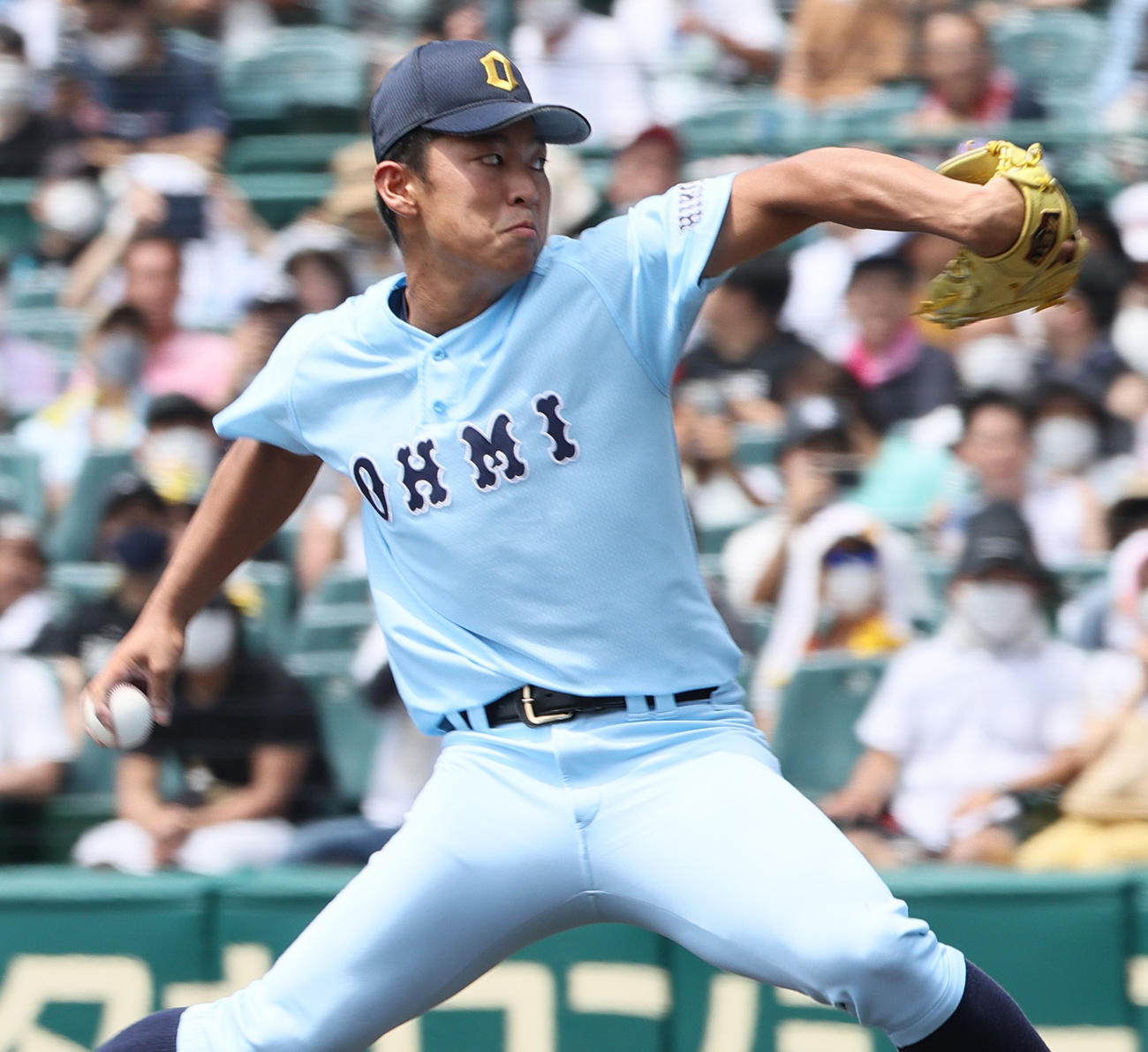 高松商対近江　近江先発の山田（撮影・上山淳一）