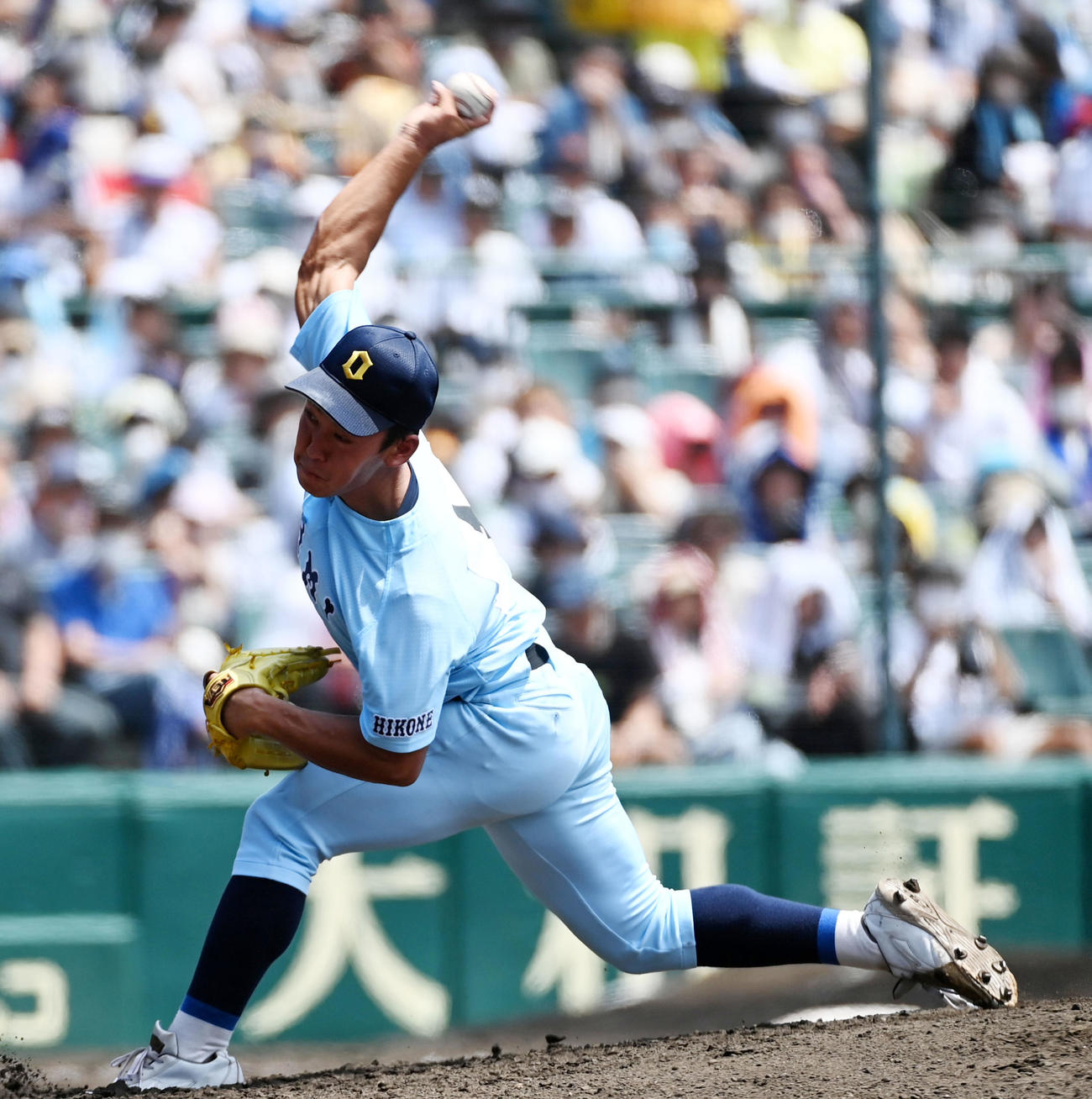 高松商対近江　近江先発の山田（撮影・前岡正明）