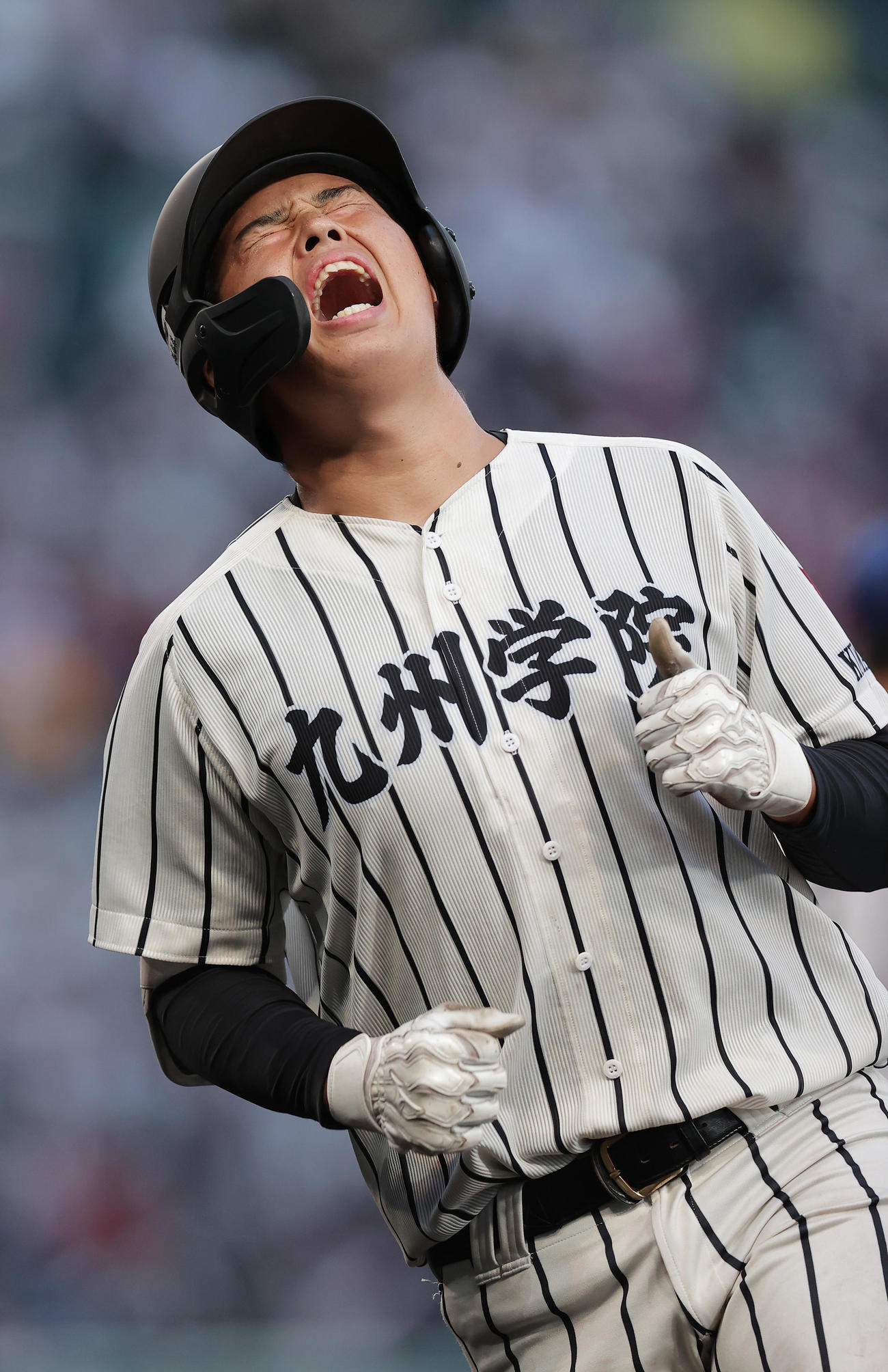 4回表九州学院無死、二ゴロに倒れ、悔しがる村上慶（撮影・前田充）