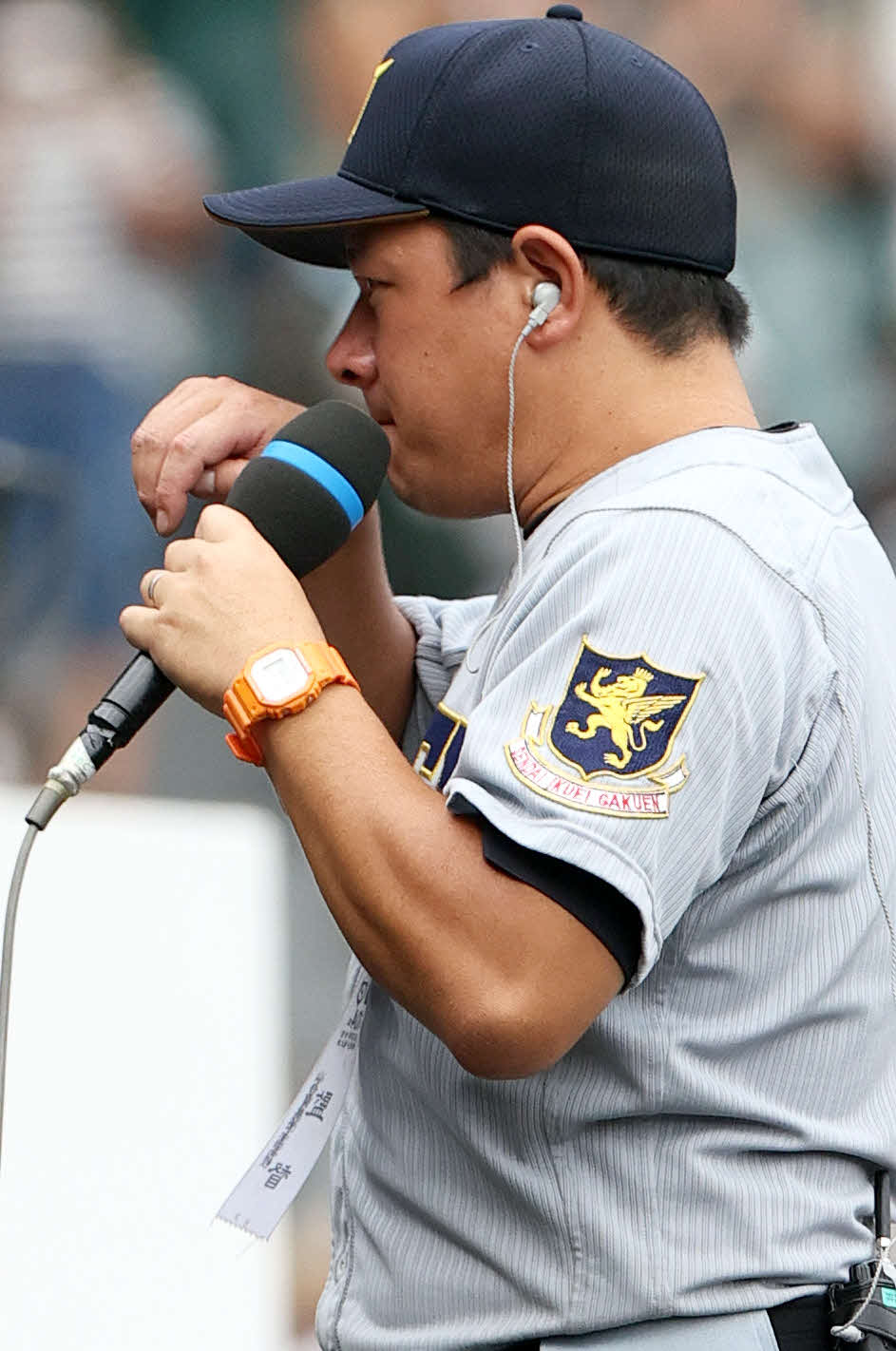 第104回全国高等学校野球選手権大会・決勝戦　仙台育英・須江監督は優勝インタビューで涙ぐむ（2022年8月22日撮影）