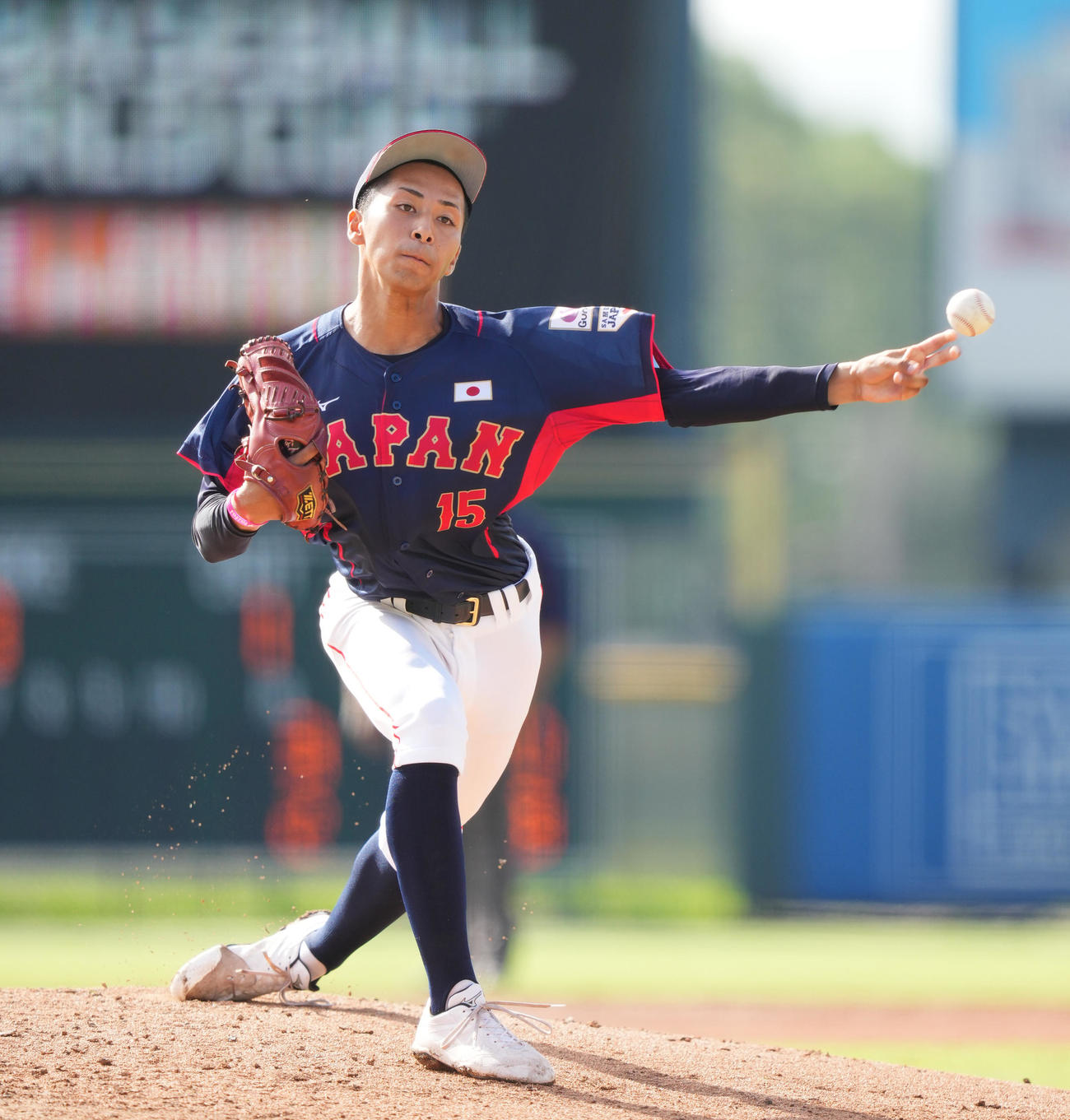9月18日のU18W杯日本対米国　4回に登板した吉村（撮影・菅敏）