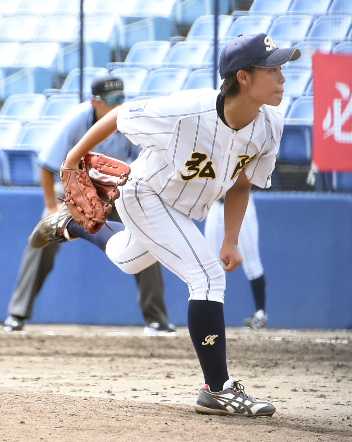 神戸弘陵対花巻東　6回1安打無失点に封じた神戸弘陵・伊藤（撮影・山田愛斗）