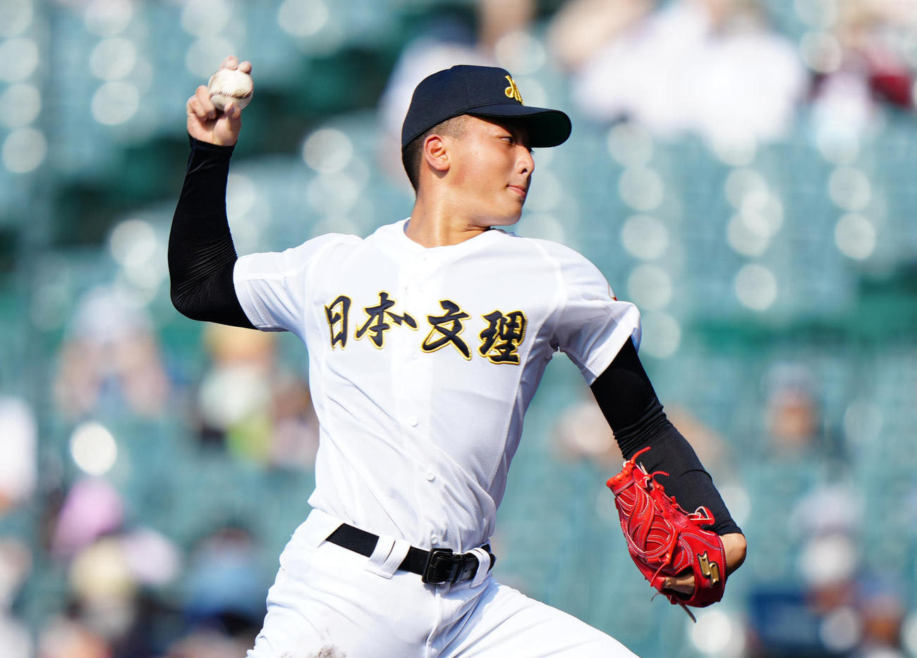 夏の甲子園1回戦の海星戦に先発した日本文理・田中晴也（2022年8月8日撮影）