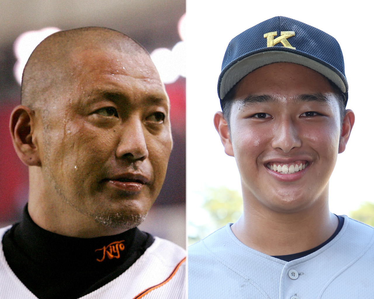 清原和博氏（左）と次男の勝児
