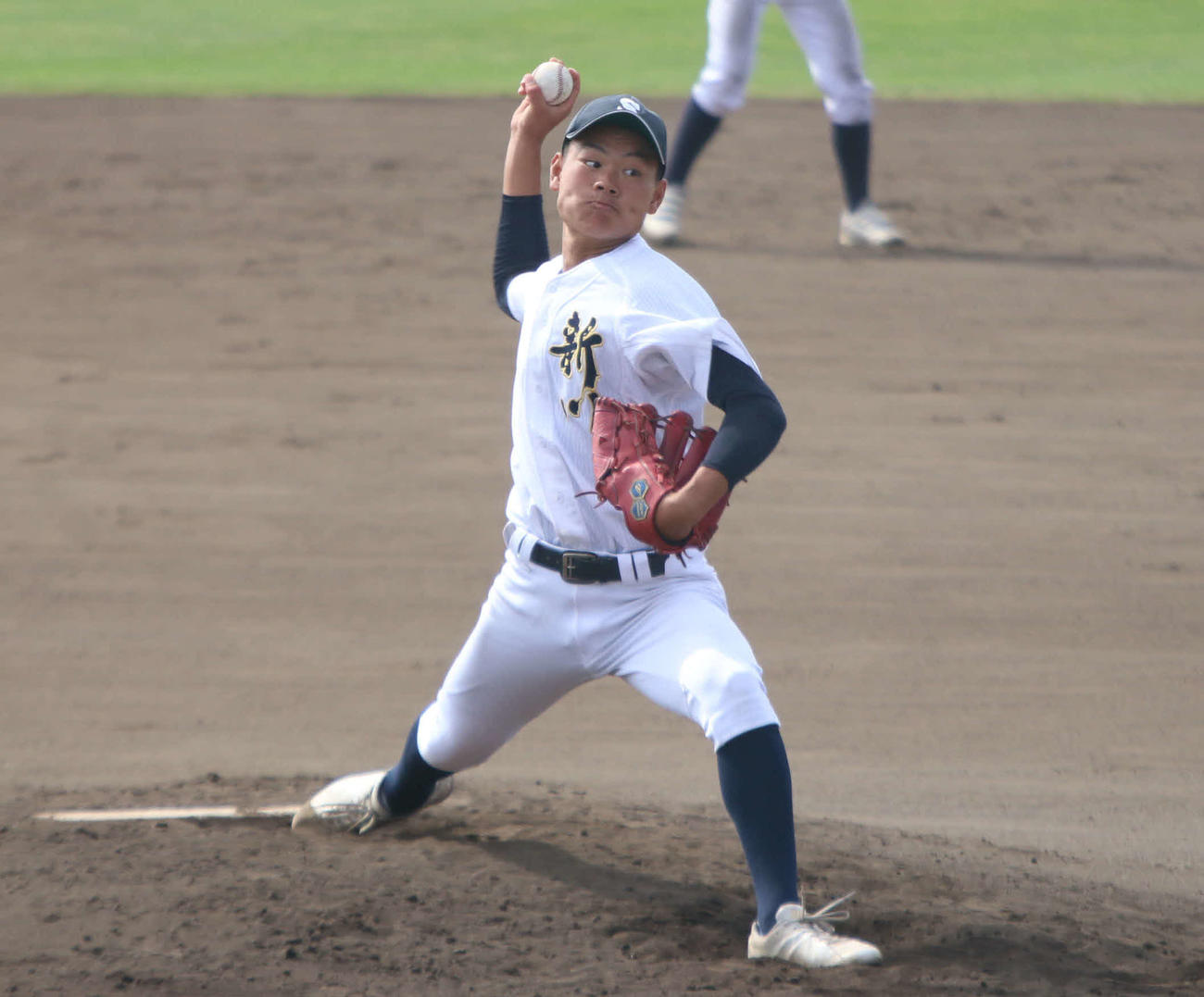 札幌新川対札幌山の手　公式戦初完封した札幌新川・井口（撮影・山崎純一）