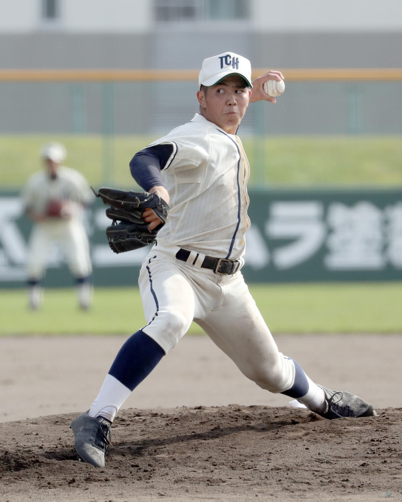 鵡川対苫小牧中央　苫小牧中央先発の山田（撮影・佐藤翔太）