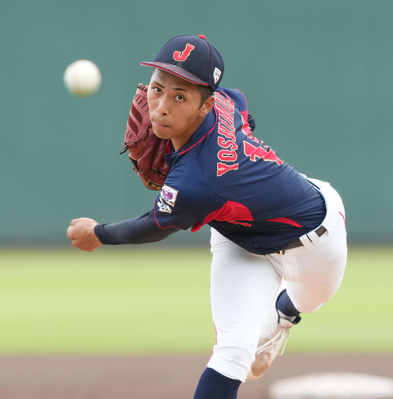 U18W杯スーパーラウンド日本対韓国　2回途中、日本2番手の吉村（撮影・菅敏）