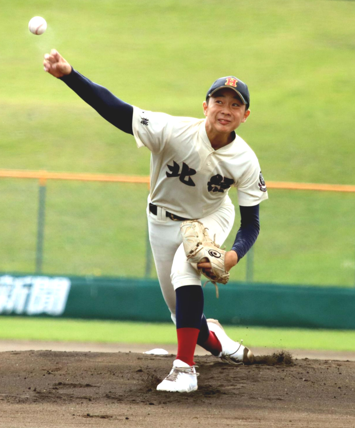 北照対北見柏陽　公式戦で初完投初完封を達成した北照の先発・田中太晟（撮影・永野高輔）