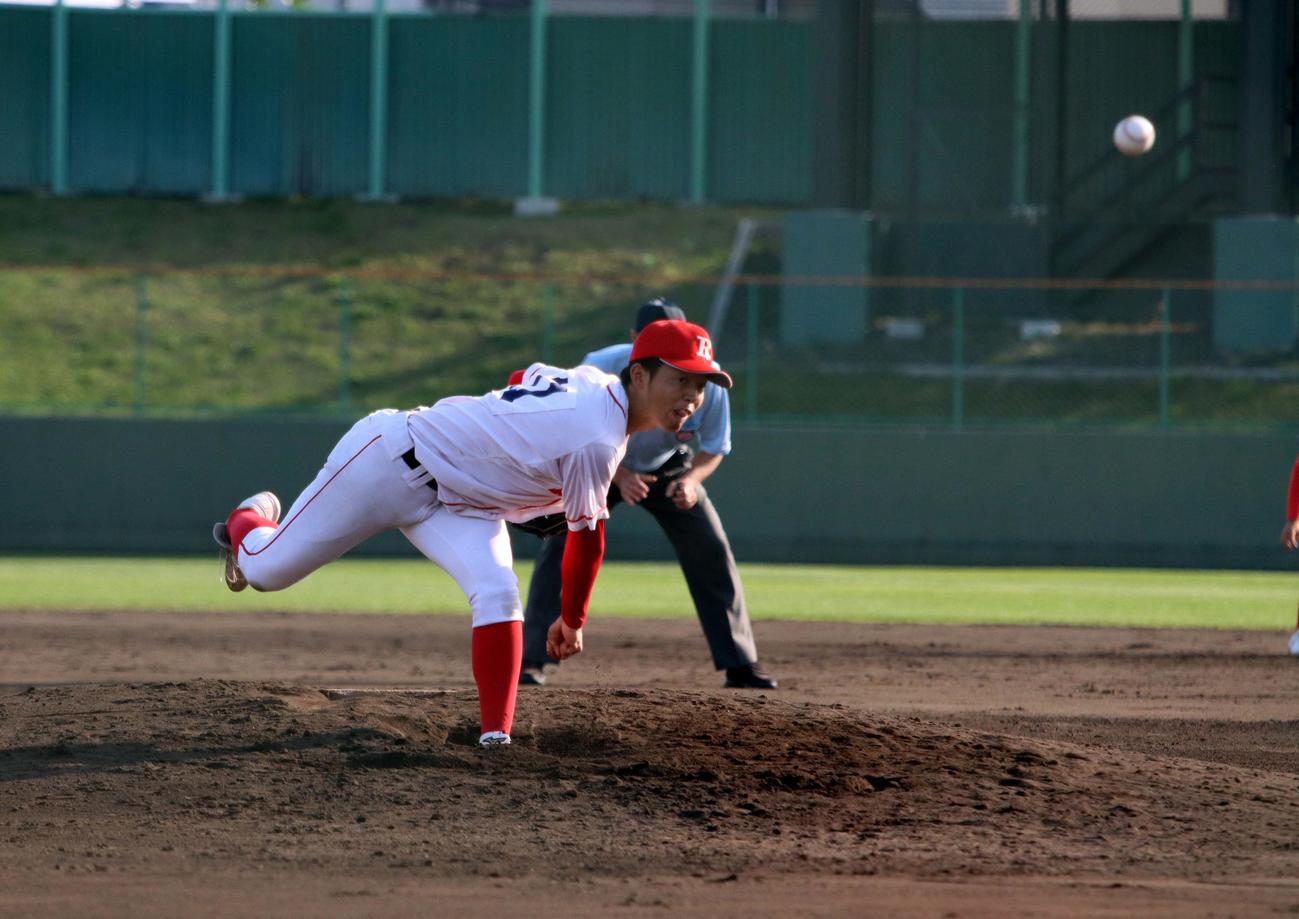 立命館慶祥対白樺学園　3失点完投で勝利に貢献した立命館慶祥の渡辺（撮影・永野高輔）