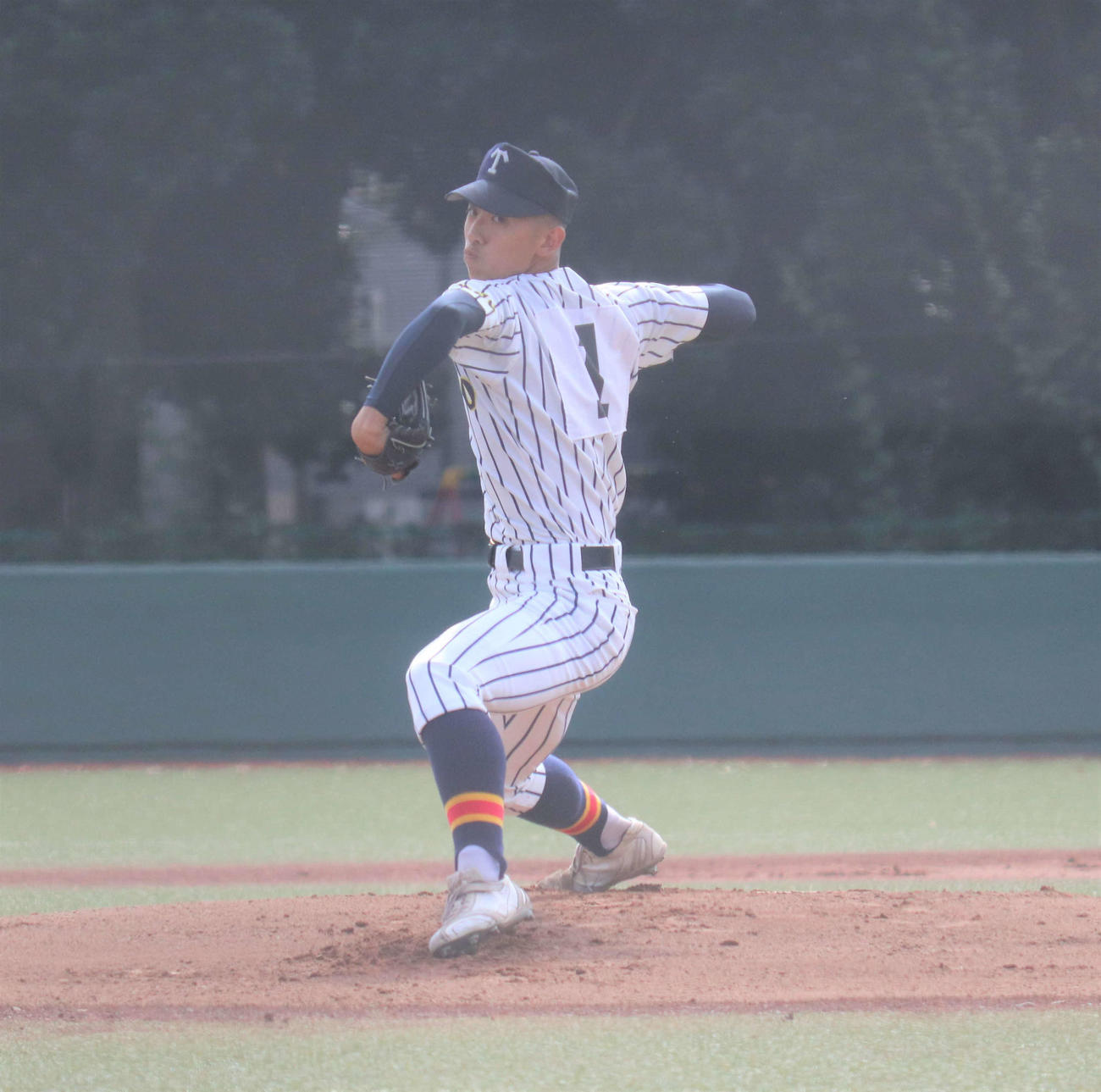豊多摩対帝京　先発し力投する帝京・高橋蒼（撮影・星夏穂）