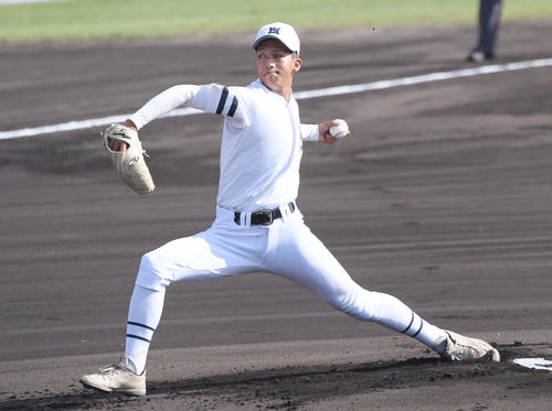 近大新宮対彦根総合　彦根総合先発の野下（撮影・滝沢美穂子）