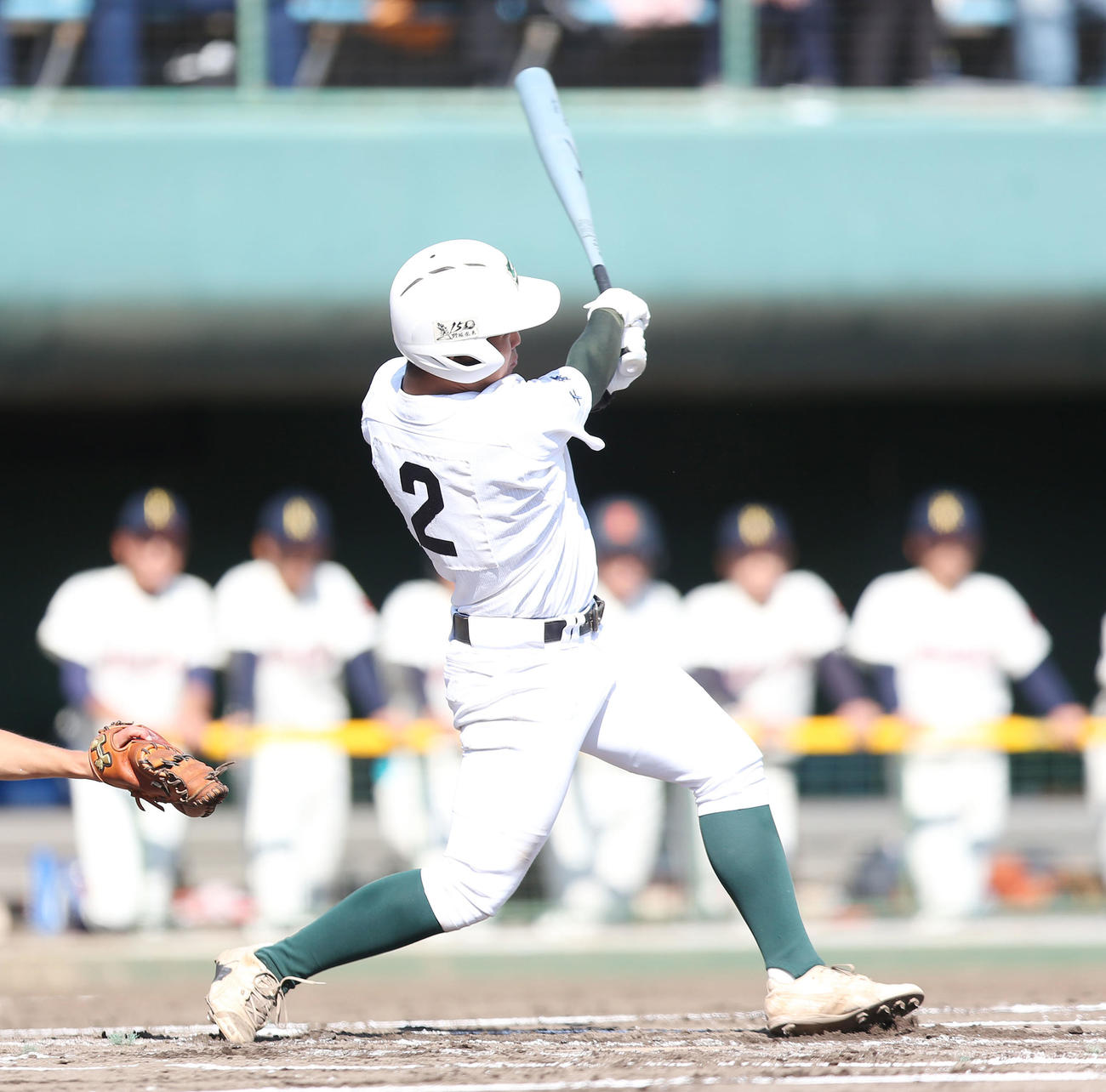 明和県央対専大松戸　1回裏専大松戸1死三塁、2点本塁打を放つ吉田（撮影・宮地輝）