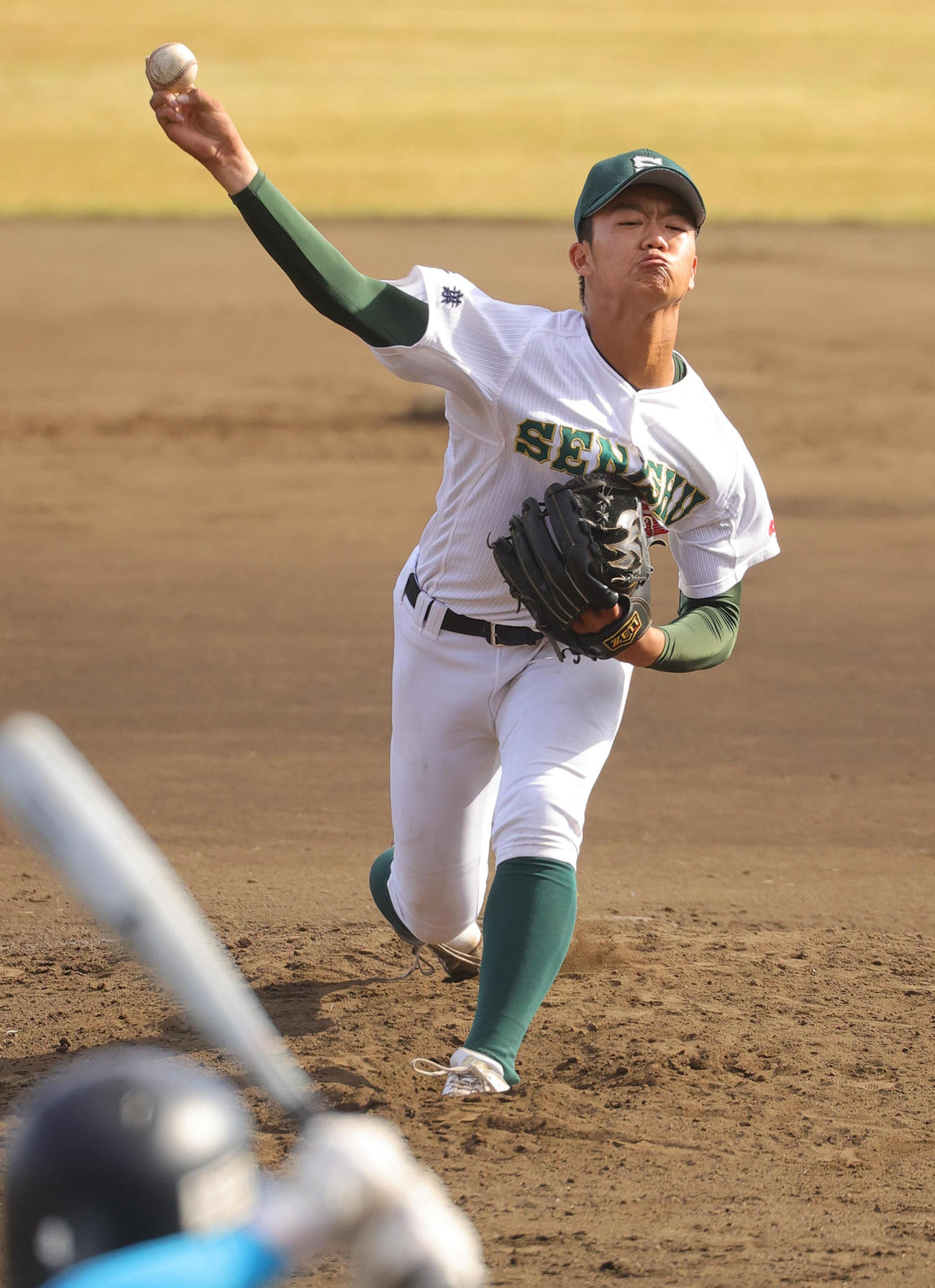 山梨学院対専大松戸　力投する専大松戸・平野（撮影・野上伸悟）