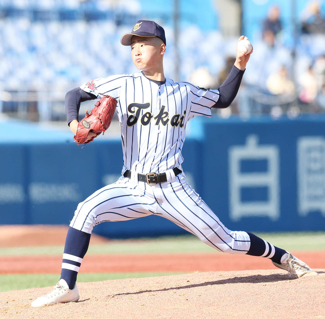 東海大菅生対広陵　東海大菅生2番手の筒井湊（撮影・宮地輝）