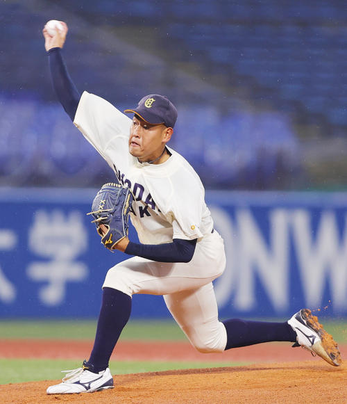 環太平洋大対大商大　大商大先発の上田（撮影・野上伸悟）