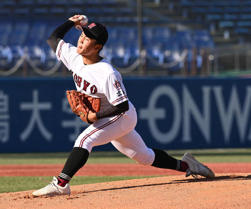 北陸対広陵　広陵先発の高尾（撮影・滝沢徹郎）