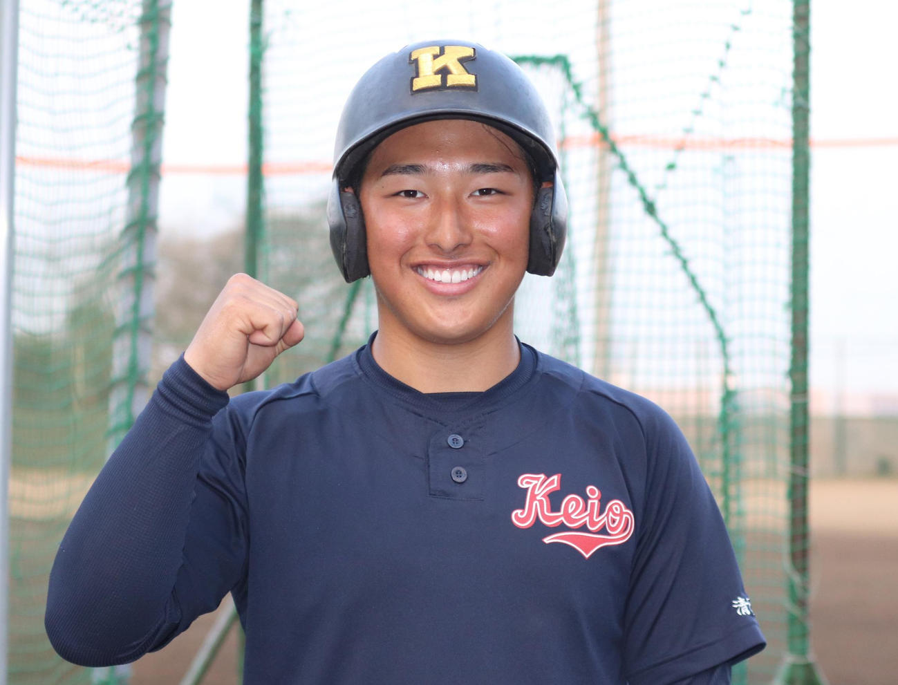 初戦の対戦相手が決まり意気込みを語った慶応・清原（撮影・星夏穂）
