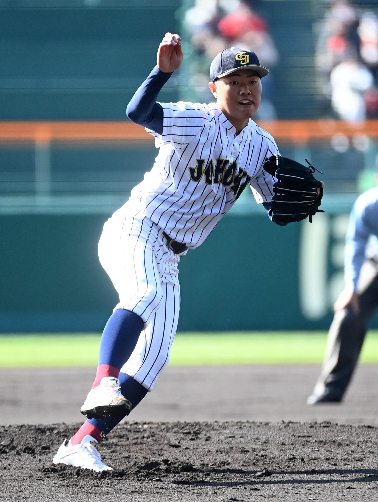 東邦対鳥取城北　鳥取城北先発の新庄（撮影・前岡正明）