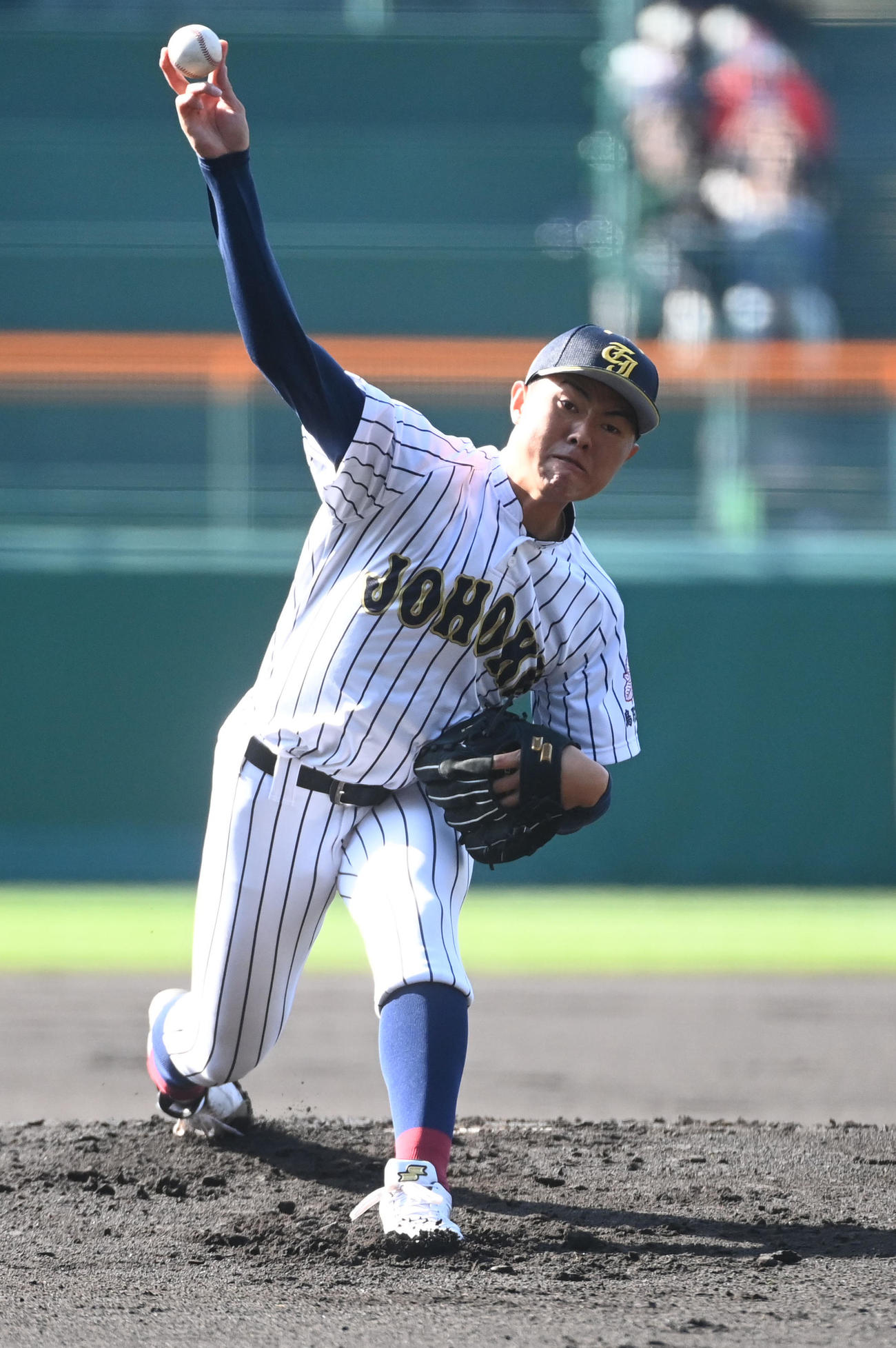 東邦対鳥取城北　鳥取城北先発の新庄（撮影・前岡正明）
