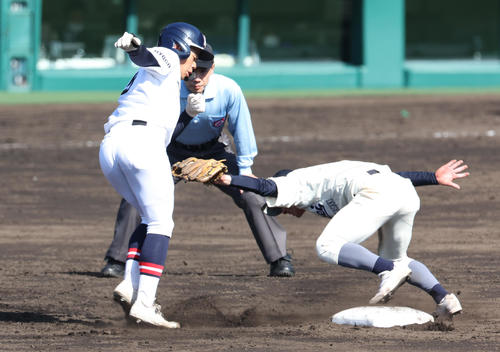 【センバツ】社が「忍者盗塁」から得点！相手野手のタッチかわし二盗成功　大会２人目の“忍者”