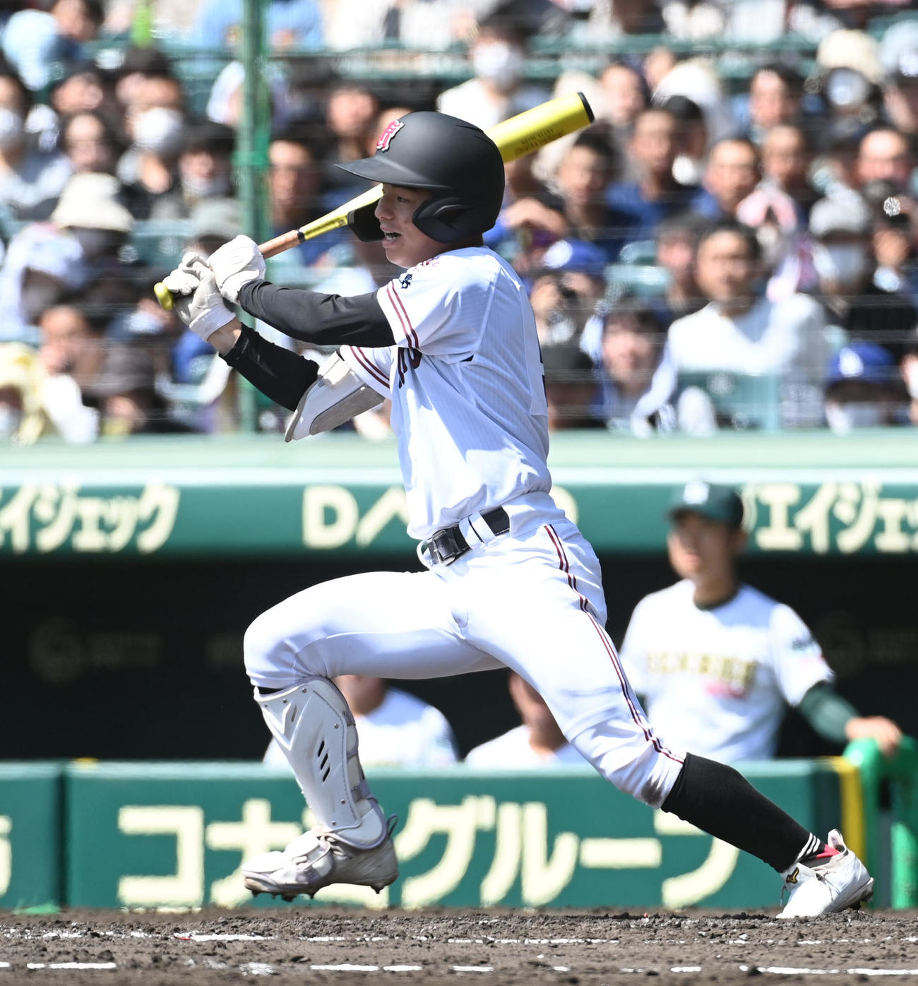 3月29日、専大松戸対広陵　2回裏広陵1死満塁、谷本は右前2点適時打を放つ