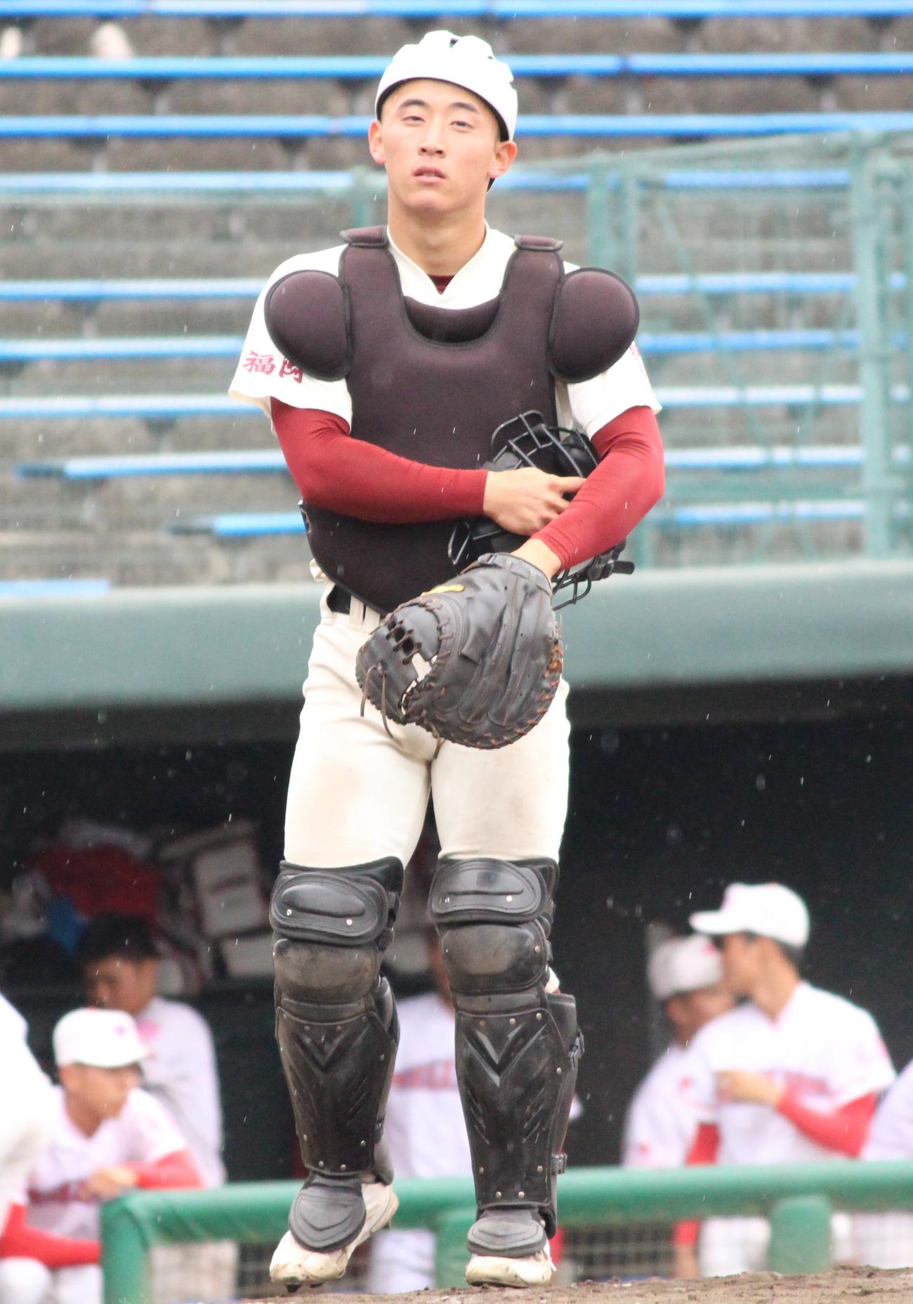 日本ウェルネス沖縄対福岡大大濠　2投手を好リードした福岡大大濠の藤田悠太郎（撮影・菊川光一）