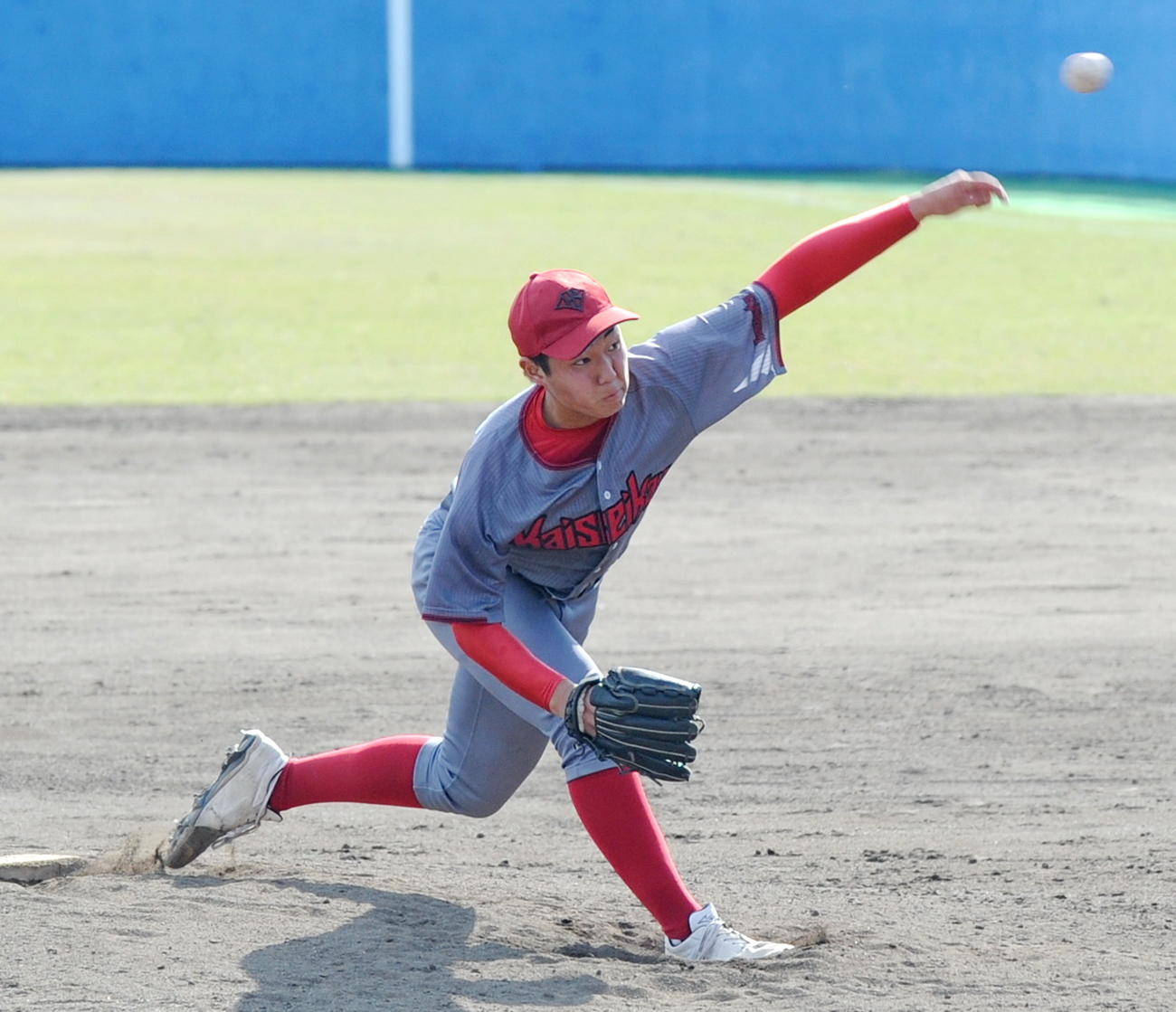 2番手で登板し、5回2安打1失点と好投した浜松開誠館・松井　