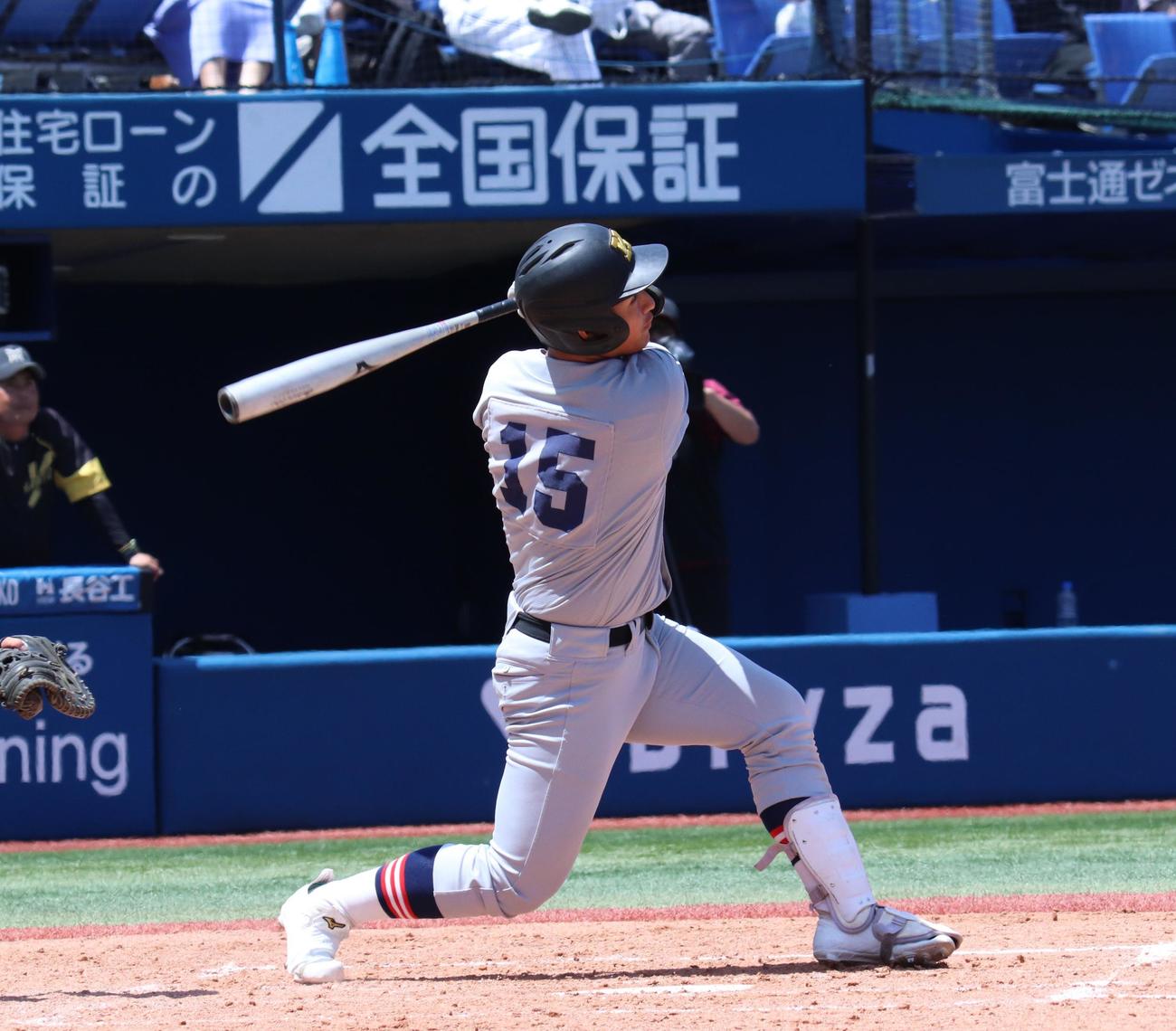 慶応対横浜隼人　2打数無安打だった慶応・清原（撮影・星夏穂）