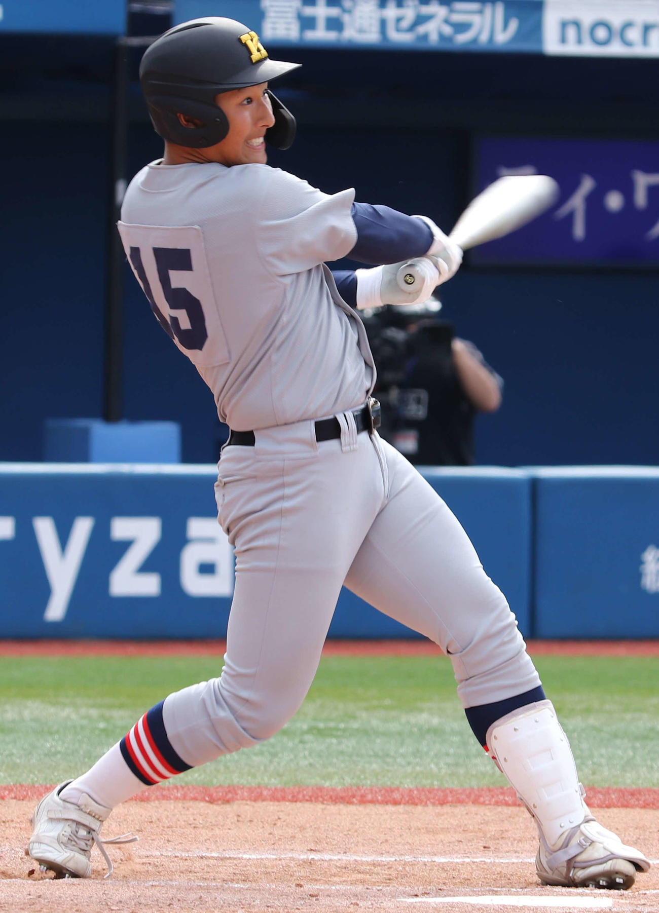 7回表慶応無死、右安打を放つ清原（撮影・玉利朱音）