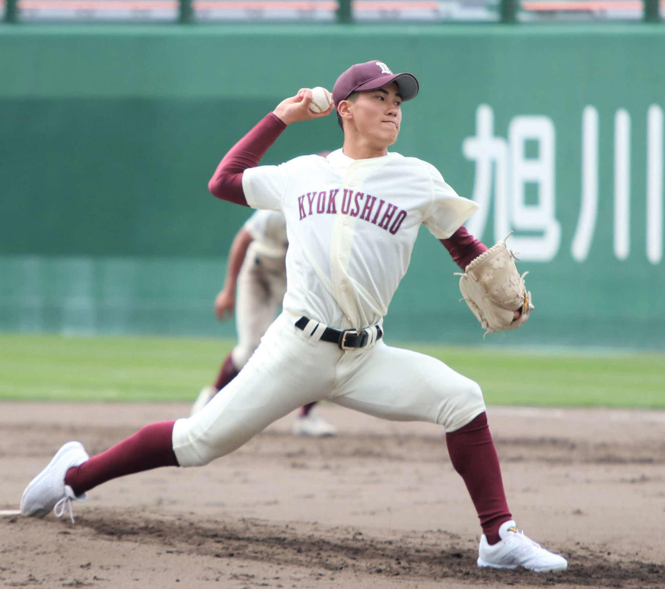 旭川永嶺対旭川志峯　公式戦初完封で新校名初勝利に貢献した旭川志峯・伊知地（撮影・山崎純一）