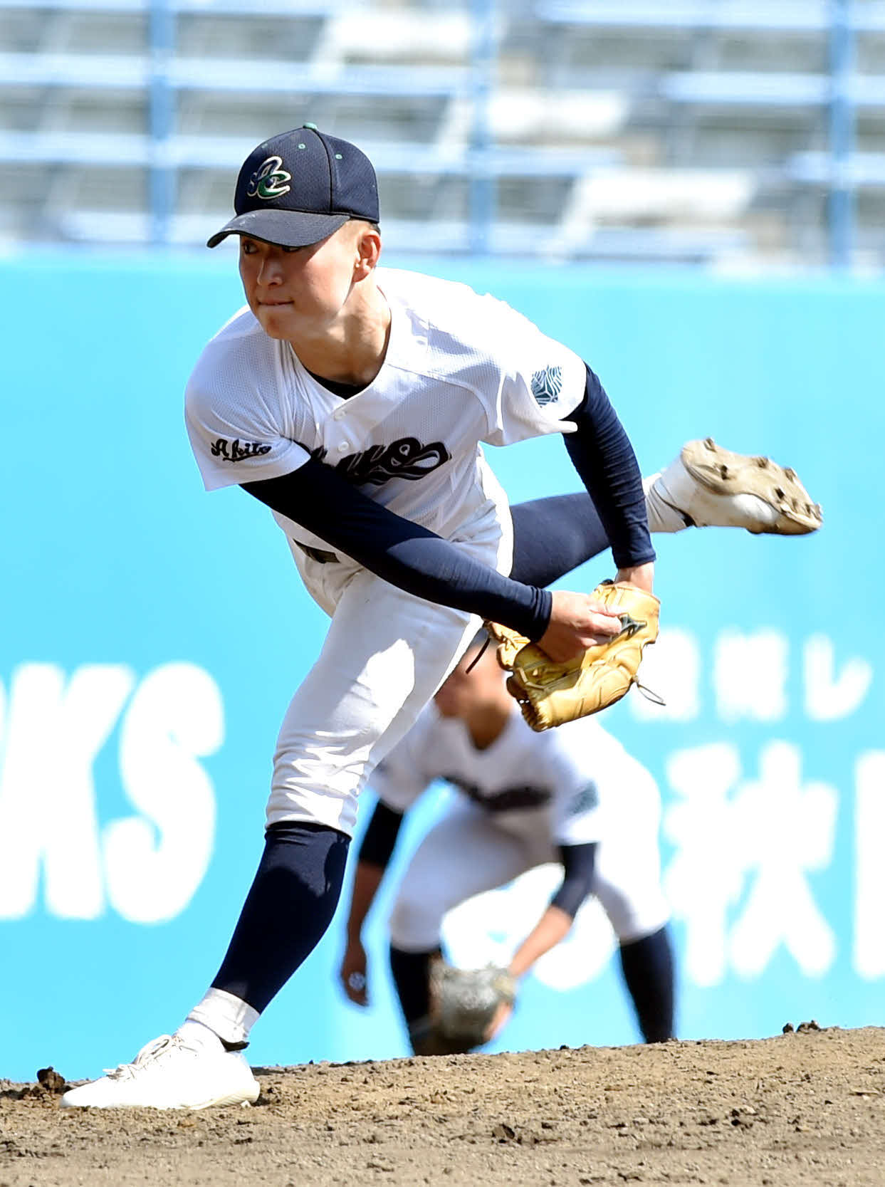3番手で救援登板した秋田中央・沢橋